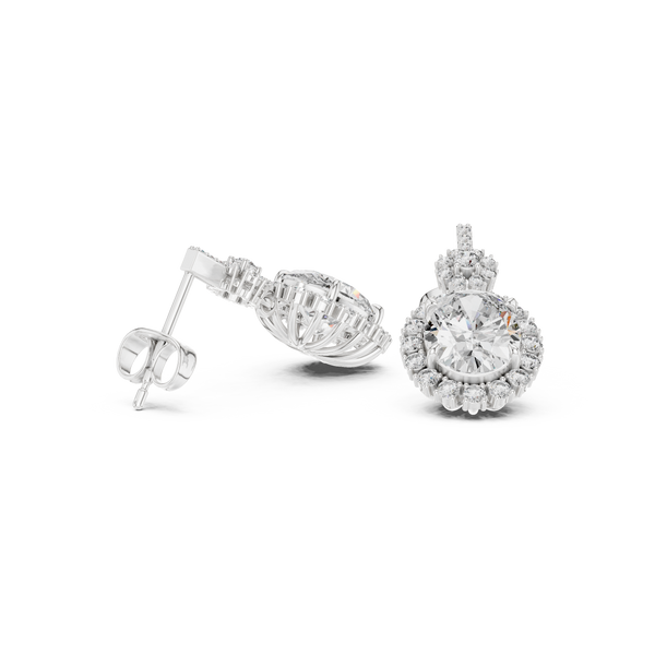 Elegant Halo lab grown diamond earring