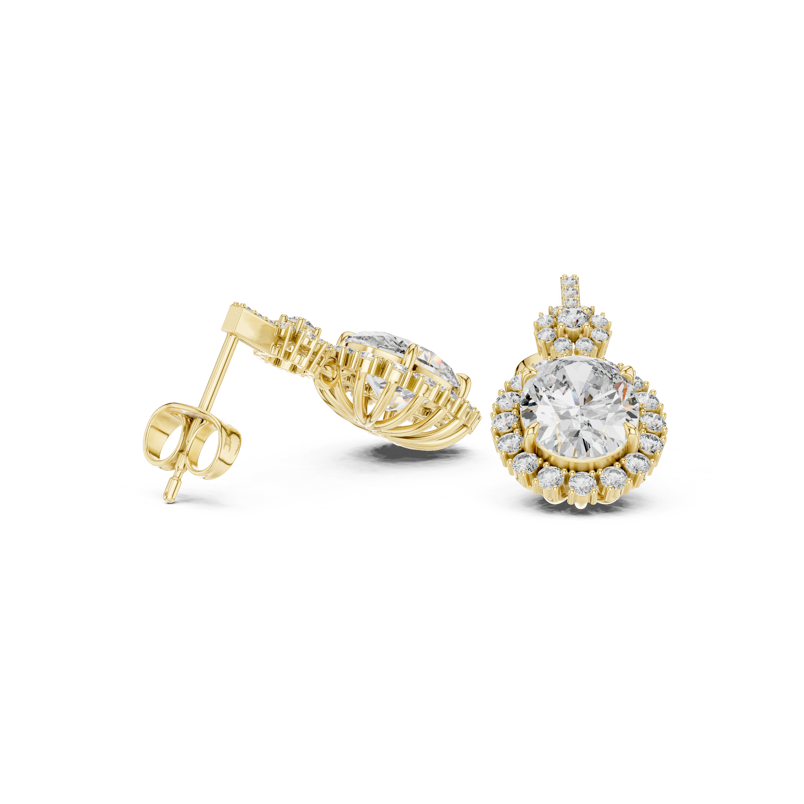 Elegant Halo lab grown diamond earring