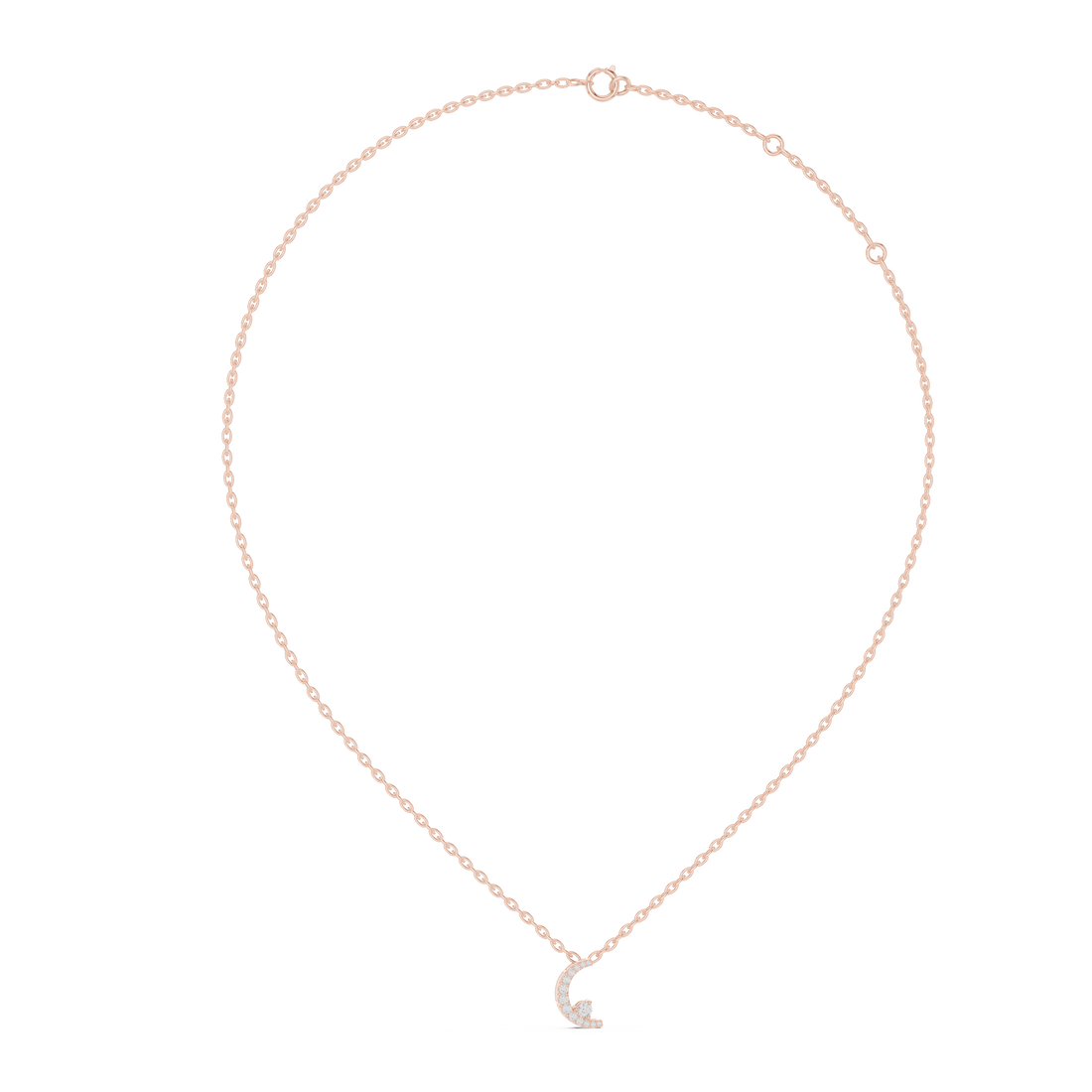 Modern Geometric Moon Lab Grown Diamond Pendant