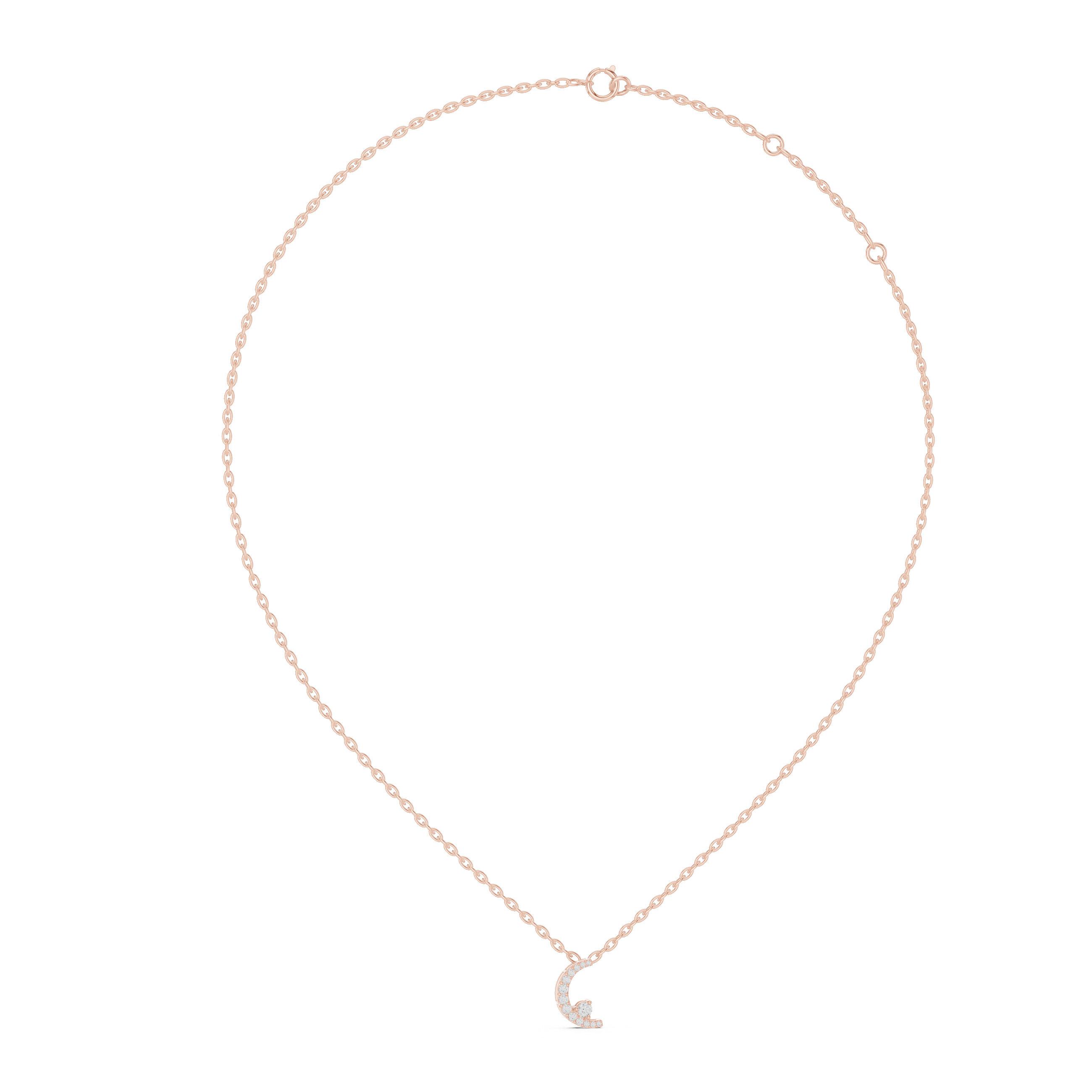 Modern Geometric Moon Lab Grown Diamond Pendant