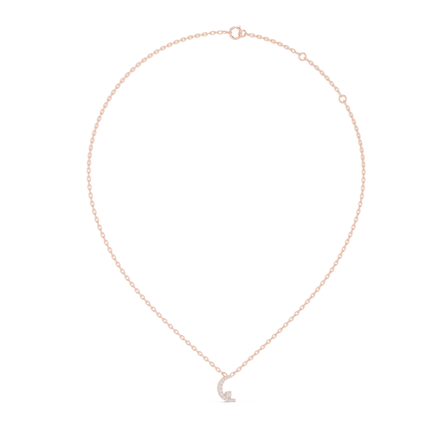 Modern Geometric Moon Lab Grown Diamond Pendant