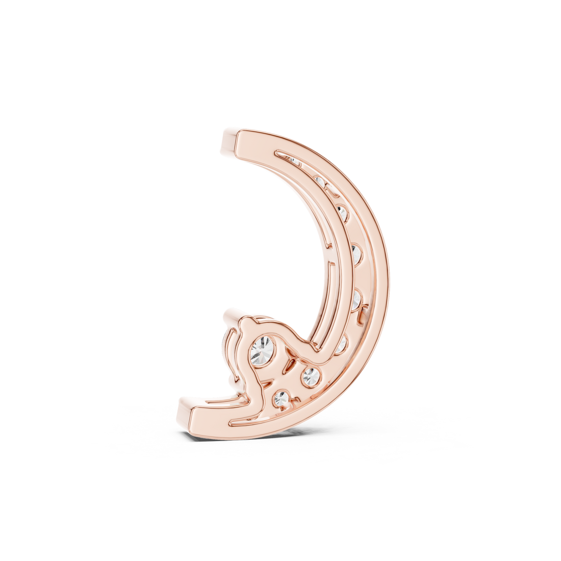 Modern Geometric Moon Lab Grown Diamond Pendant