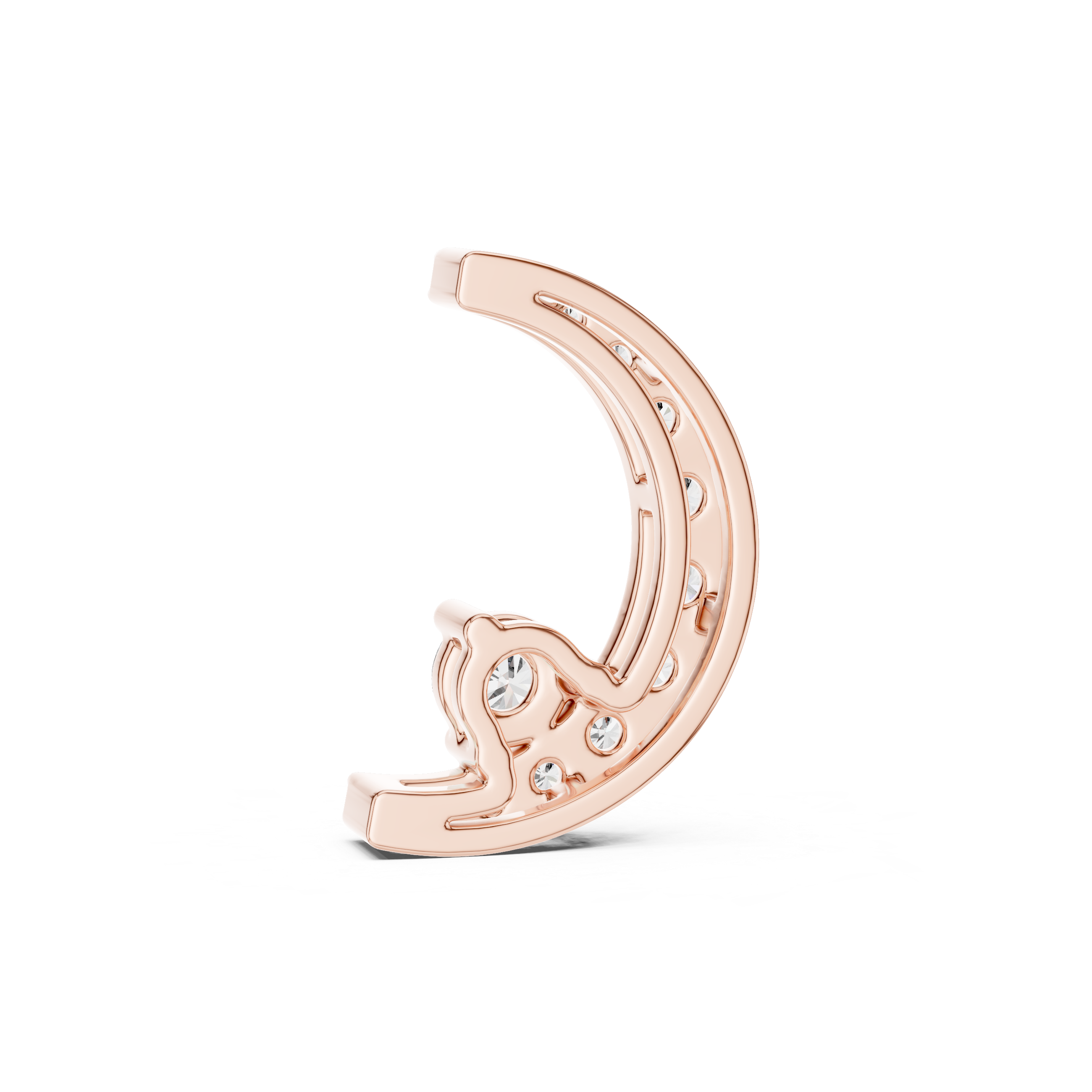 Modern Geometric Moon Lab Grown Diamond Pendant