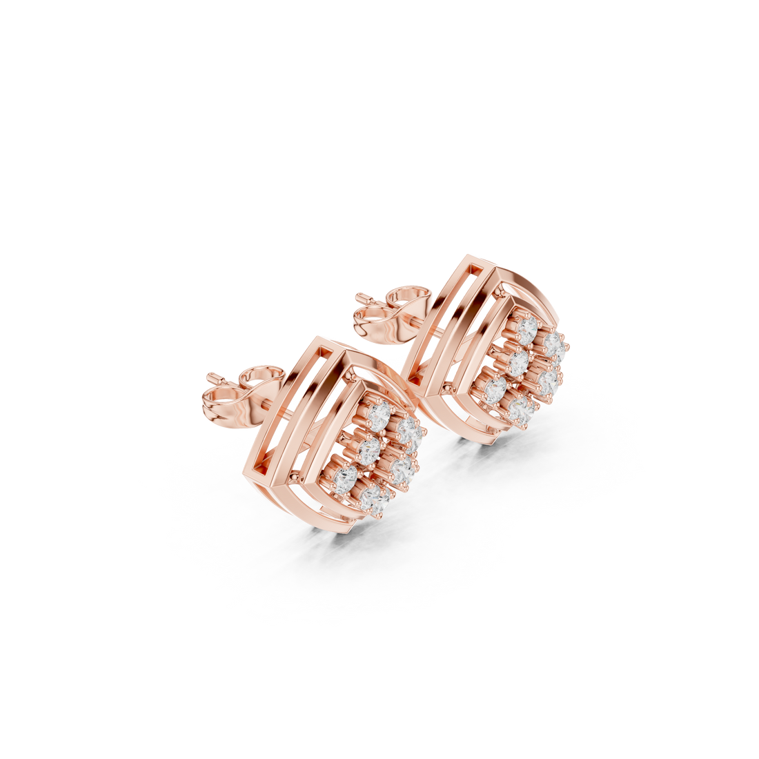 Lotus Petal Lab Grown Diamond Earrings Pairs