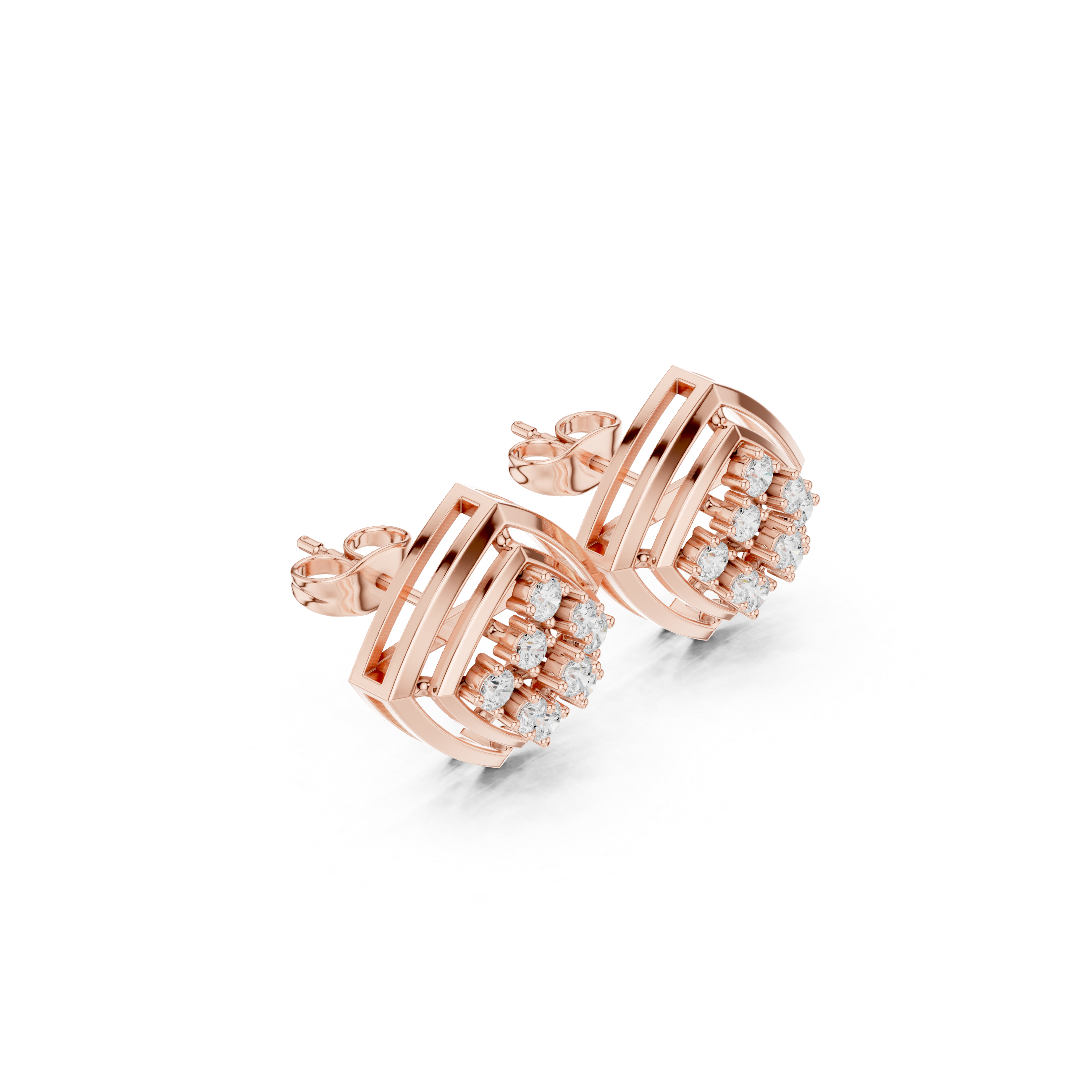 Lotus Petal Lab Grown Diamond Earrings Pairs