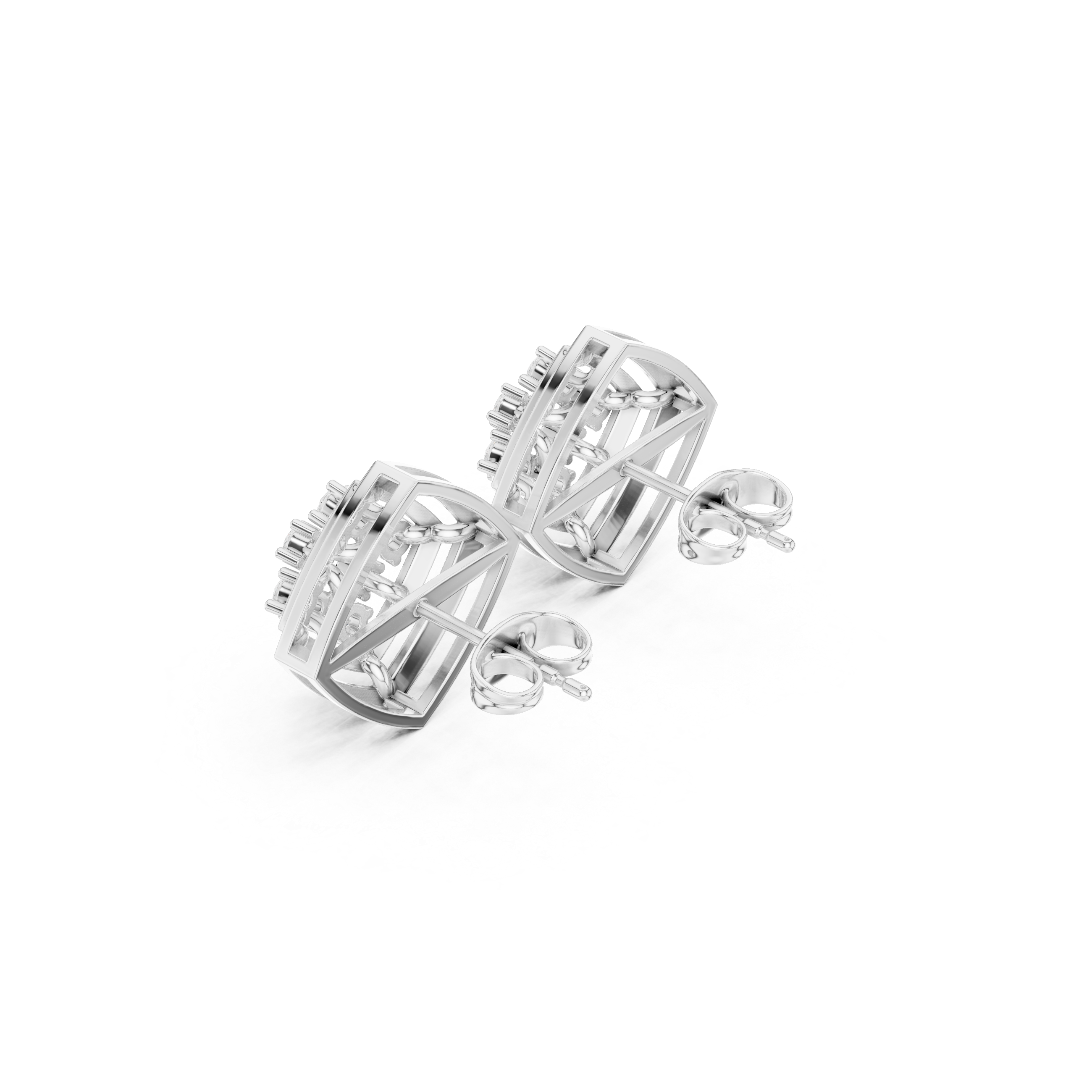 Lotus Petal Lab Grown Diamond Earrings Pairs