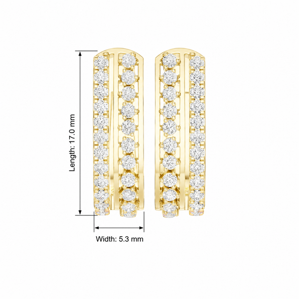Dual Row Parallel Pavé Round Diamond Hoop Earrings