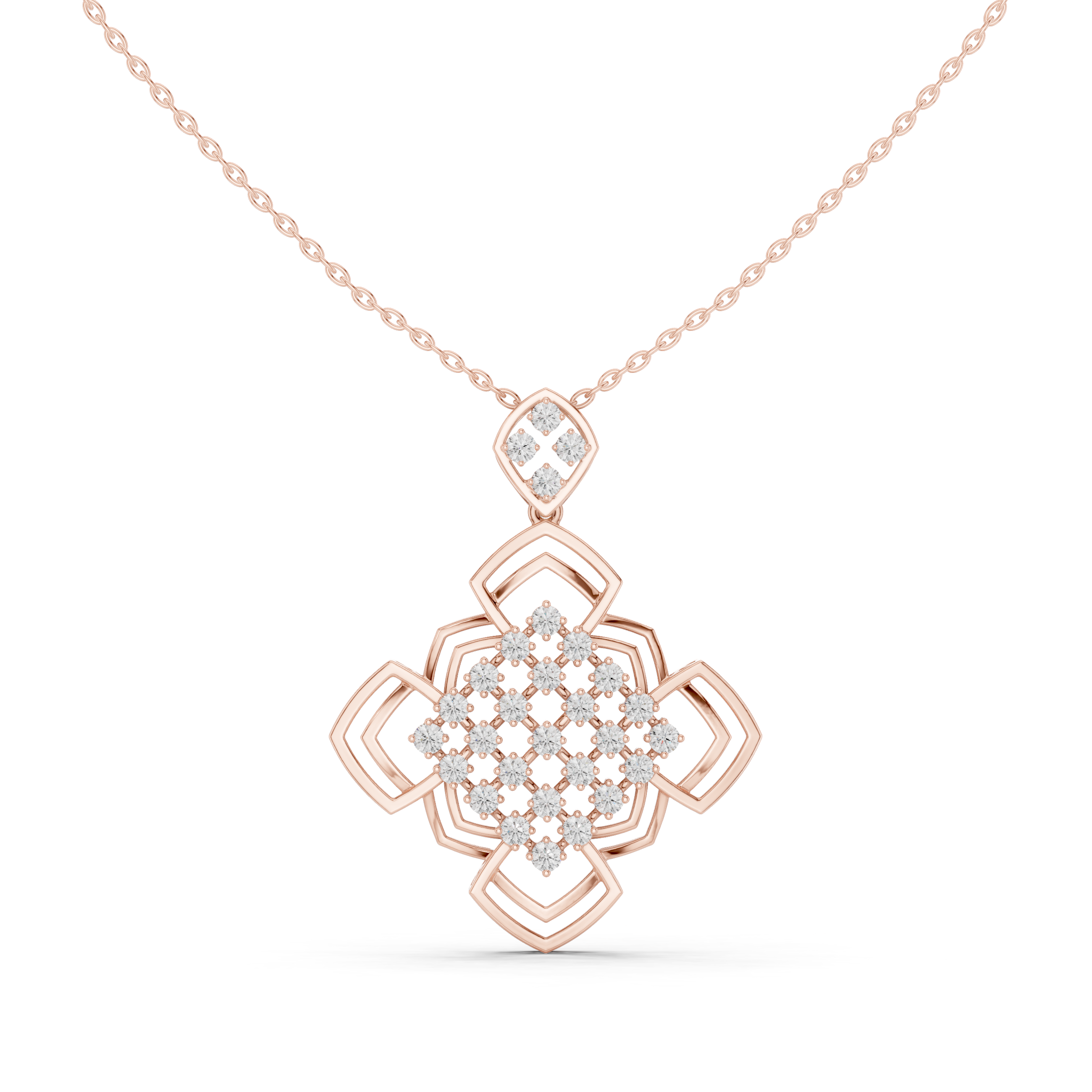 Sleek Chevron Lab Grown Diamond Cluster Pendant
