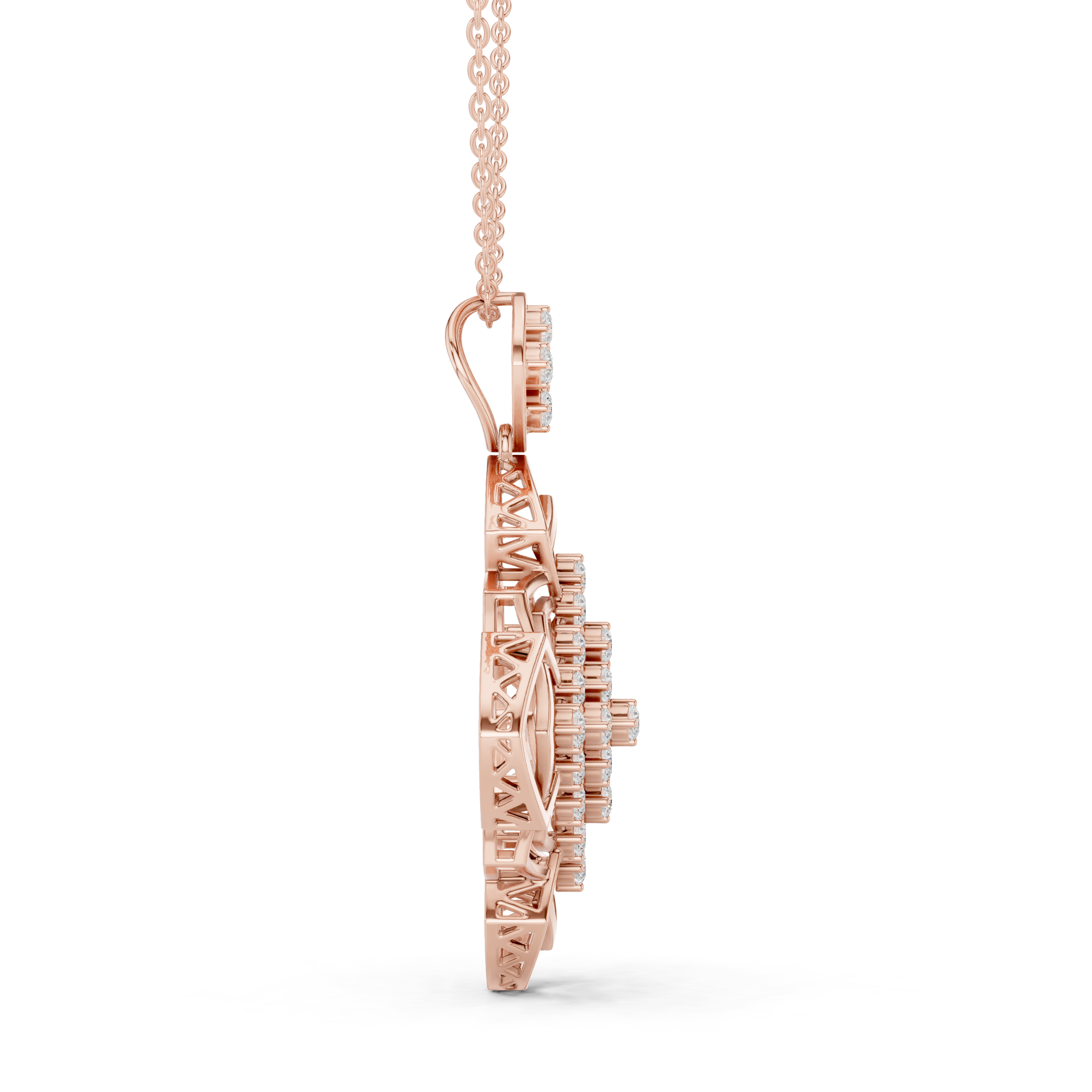 Sleek Chevron Lab Grown Diamond Cluster Pendant