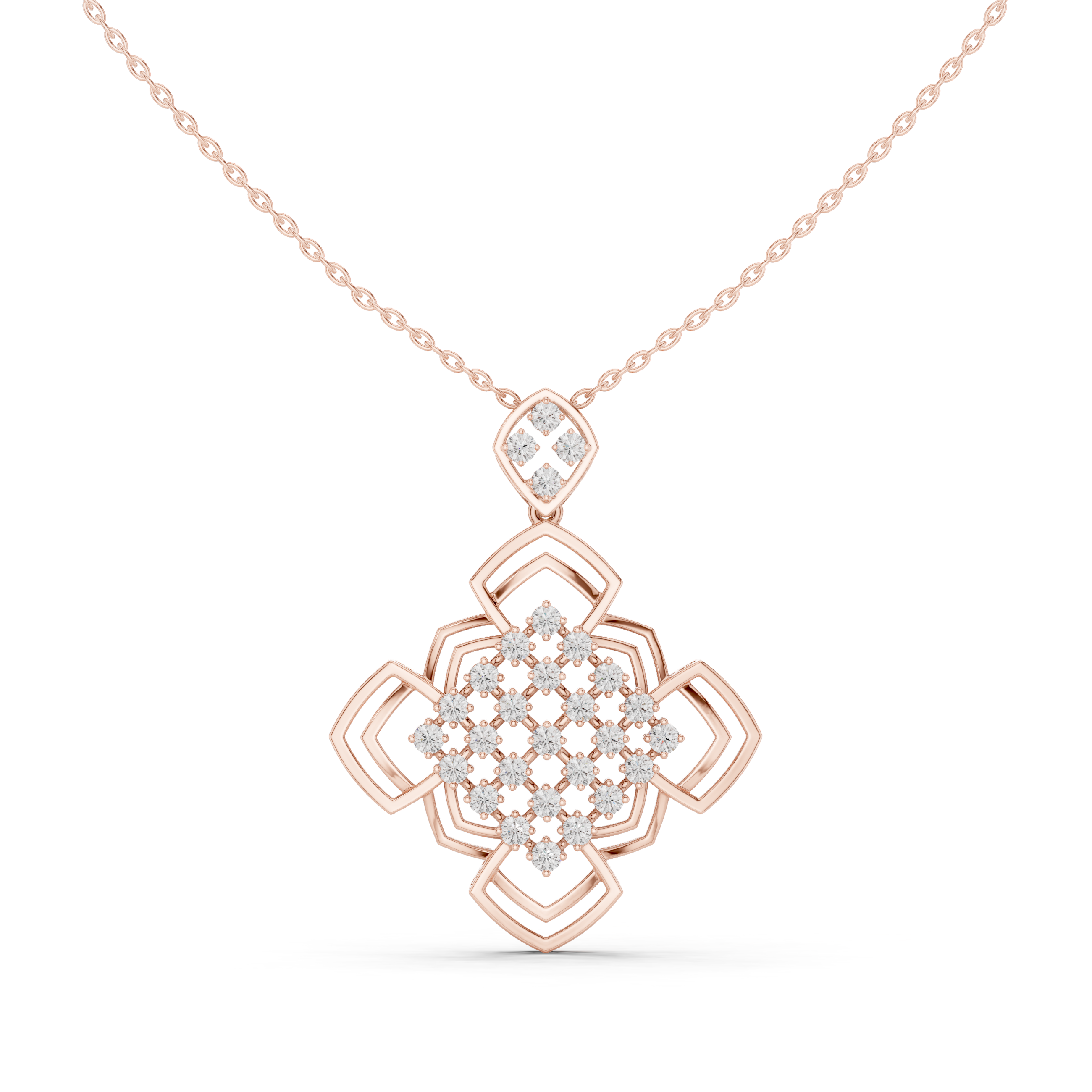 Sleek Chevron Lab Grown Diamond Cluster Pendant