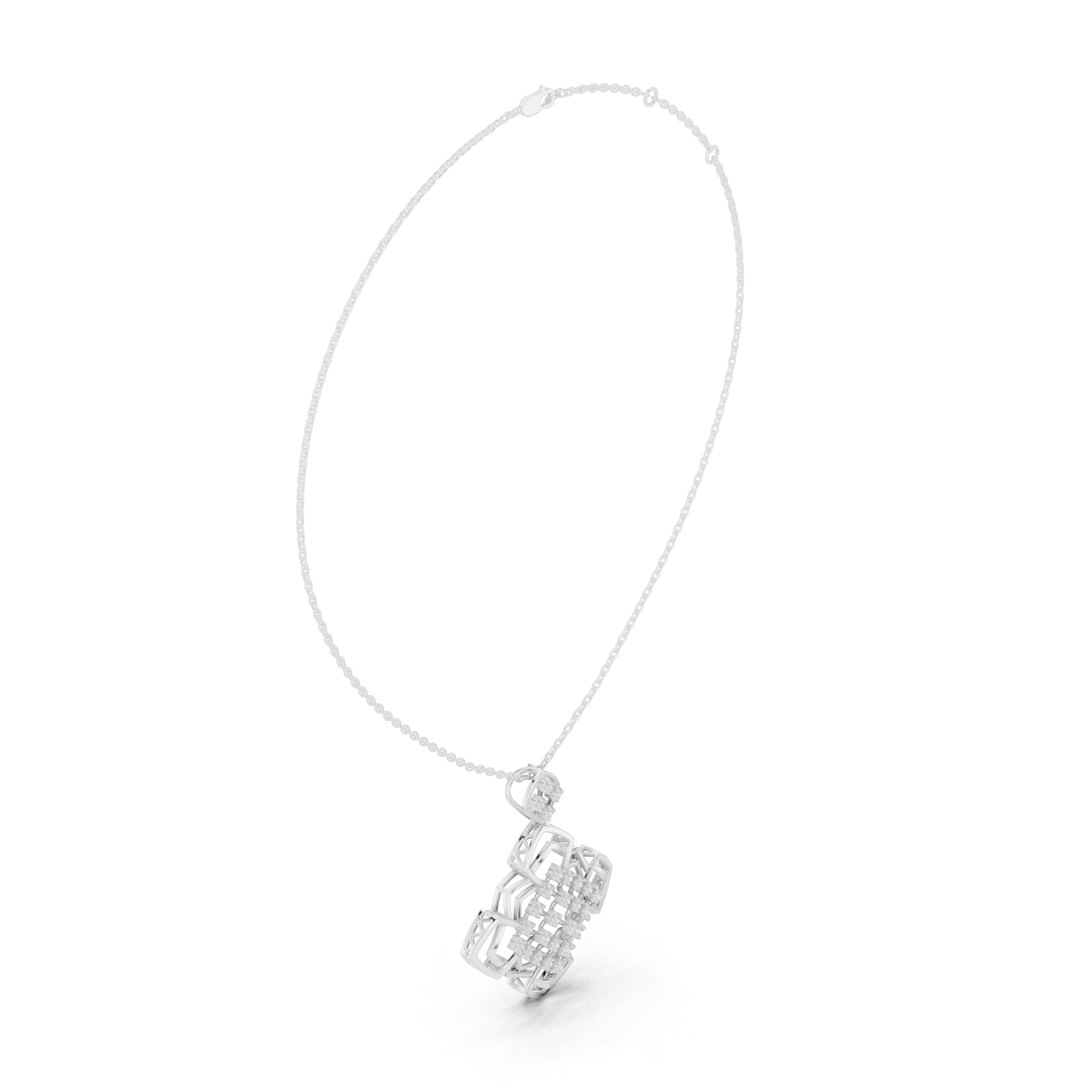 Sleek Chevron Lab Grown Diamond Cluster Pendant