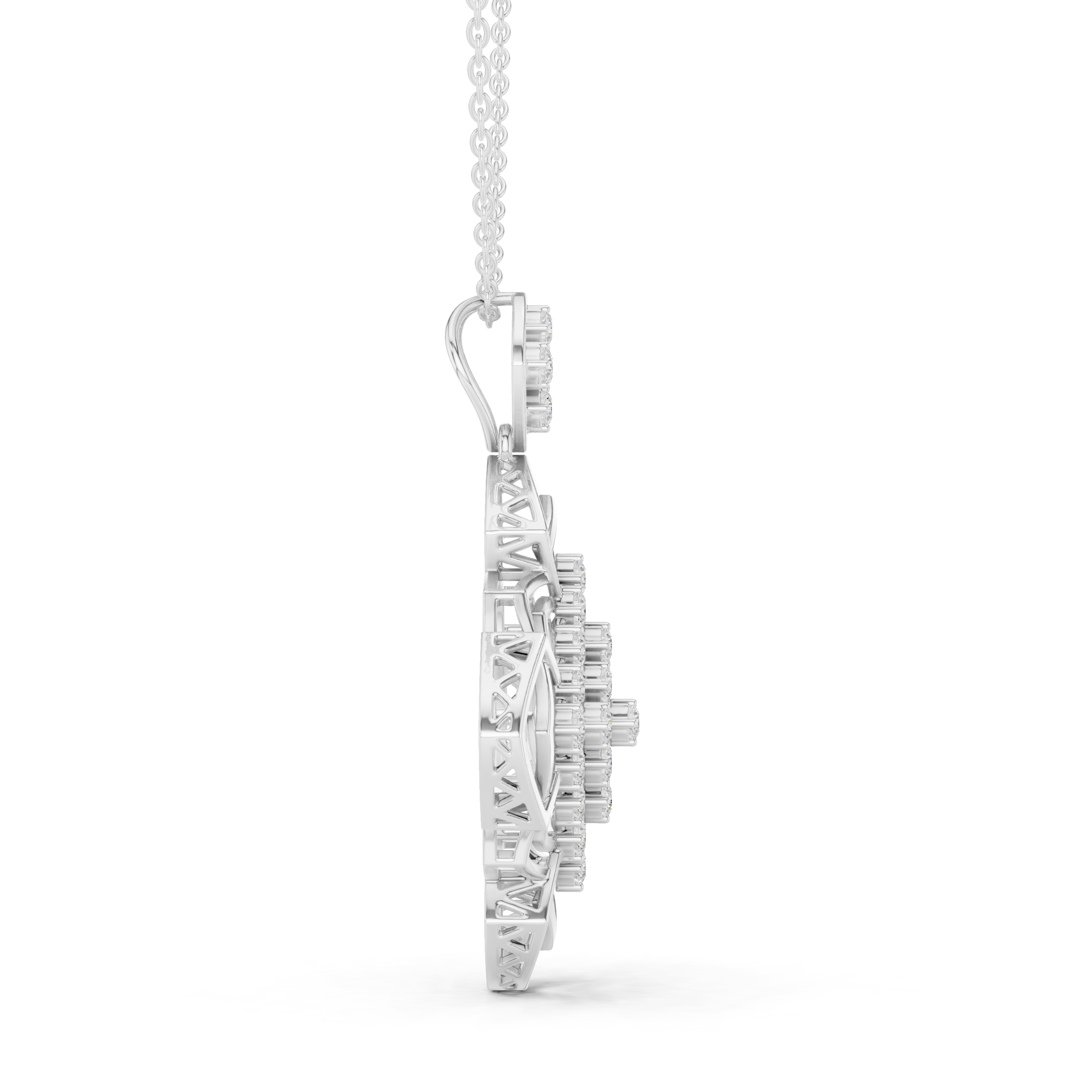 Sleek Chevron Lab Grown Diamond Cluster Pendant