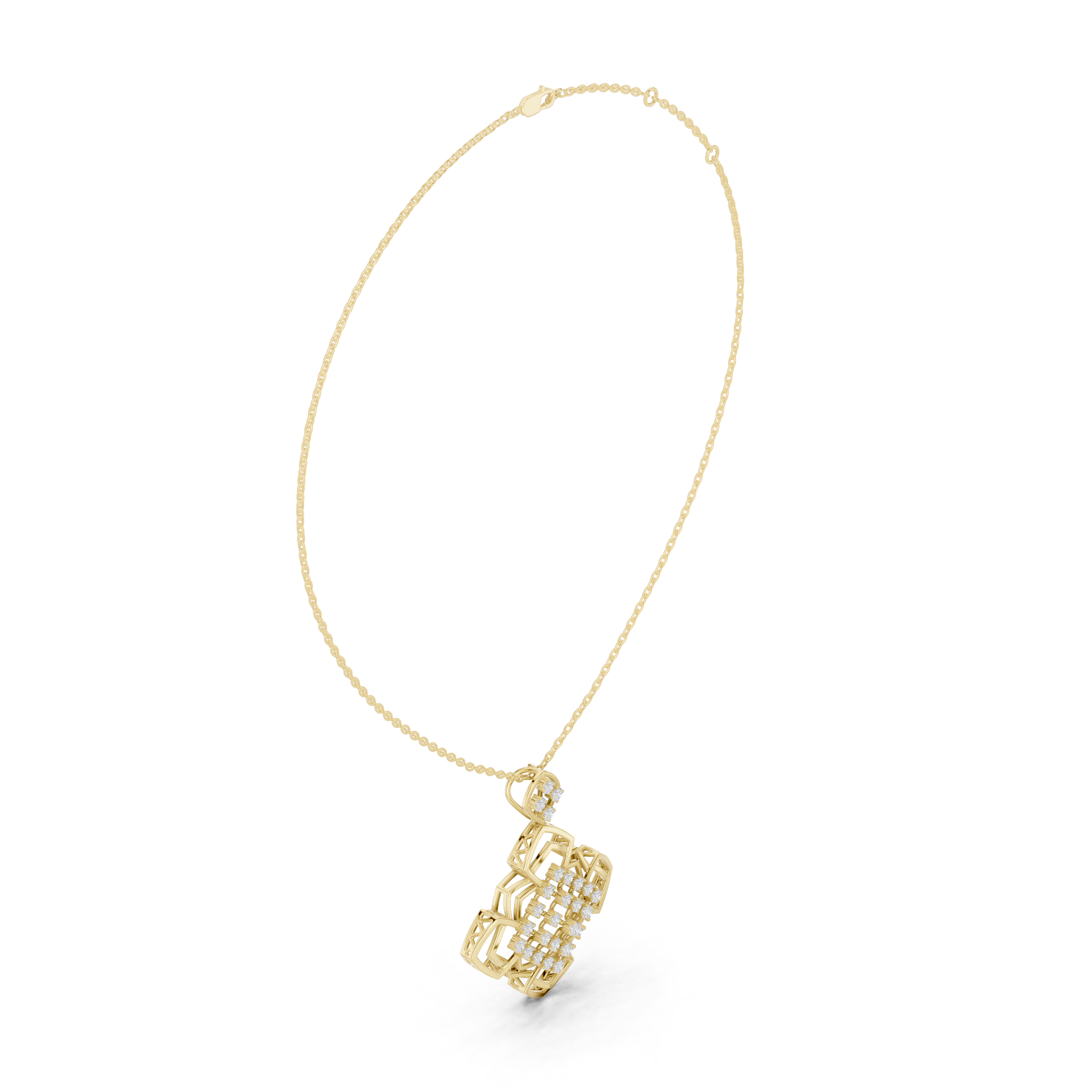 Sleek Chevron Lab Grown Diamond Cluster Pendant