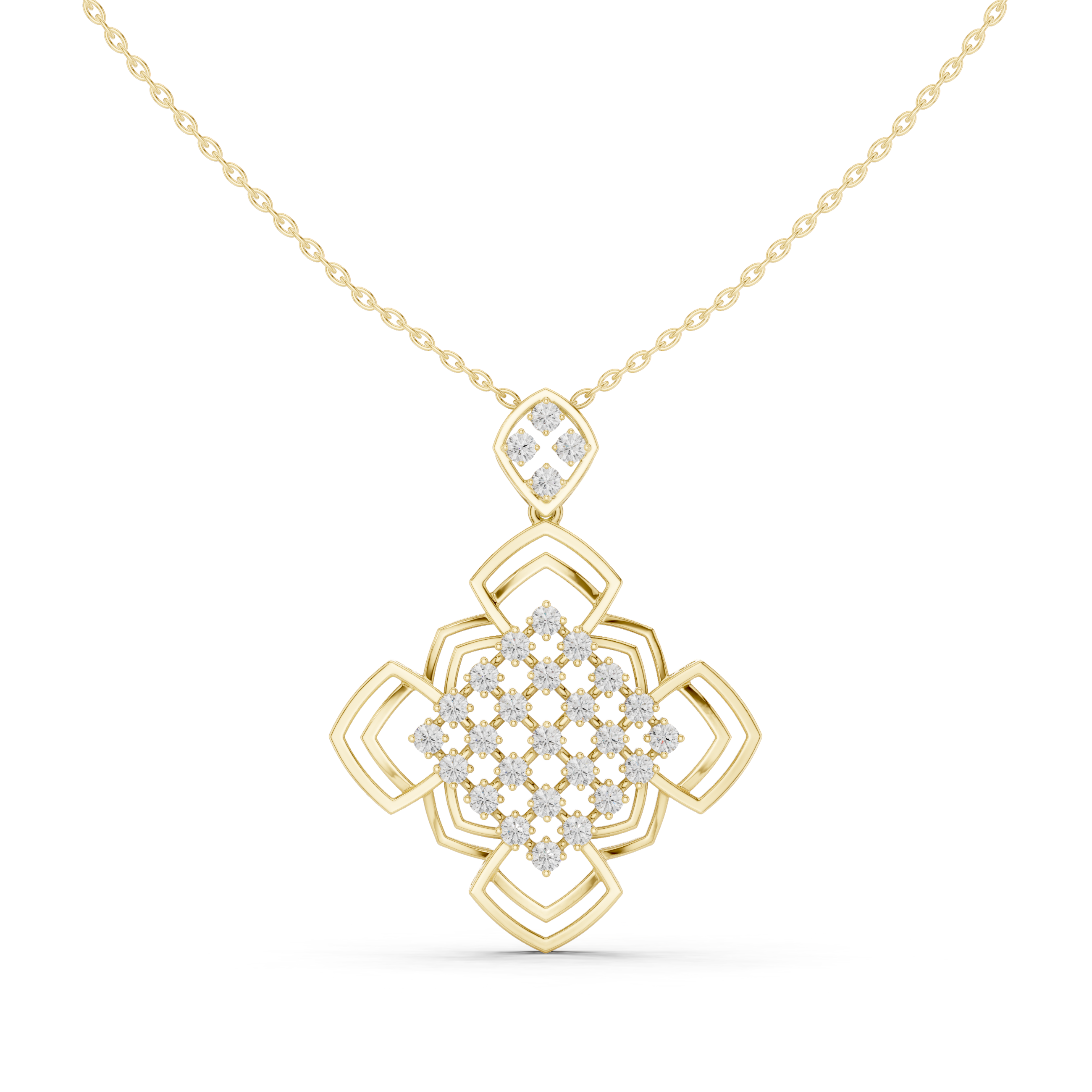 Sleek Chevron Lab Grown Diamond Cluster Pendant