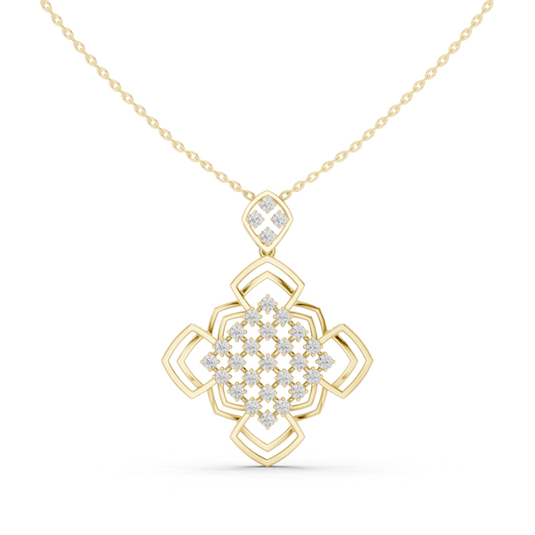Sleek Chevron Lab Grown Diamond Cluster Pendant