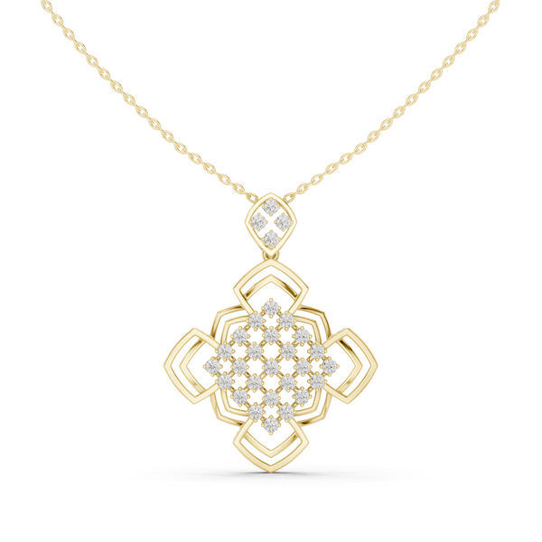 Sleek Chevron Lab Grown Diamond Cluster Pendant
