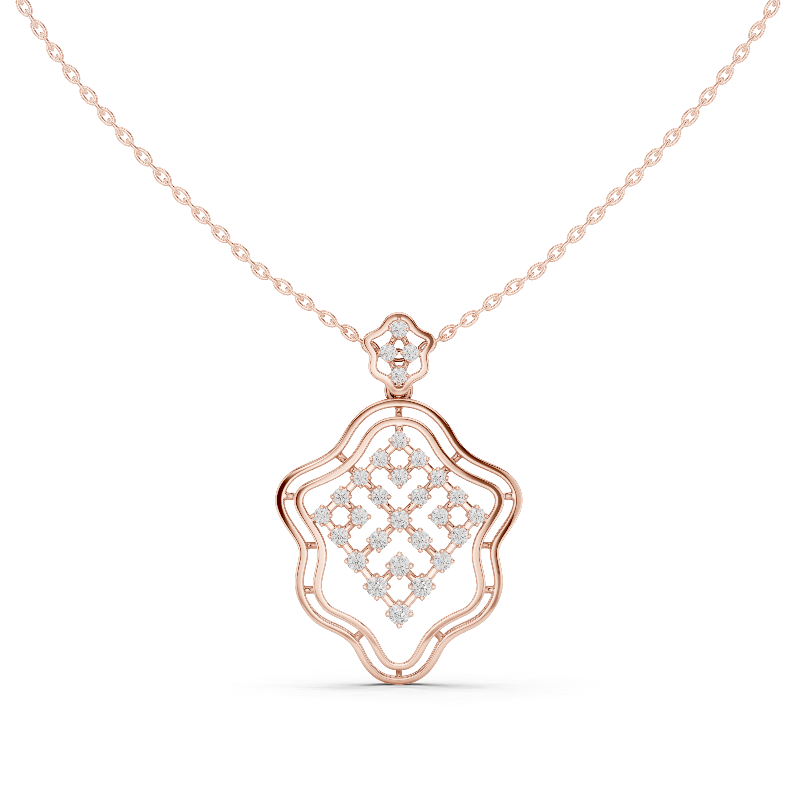 Ornate Shield Lab Grown Diamond Luxury Pendant