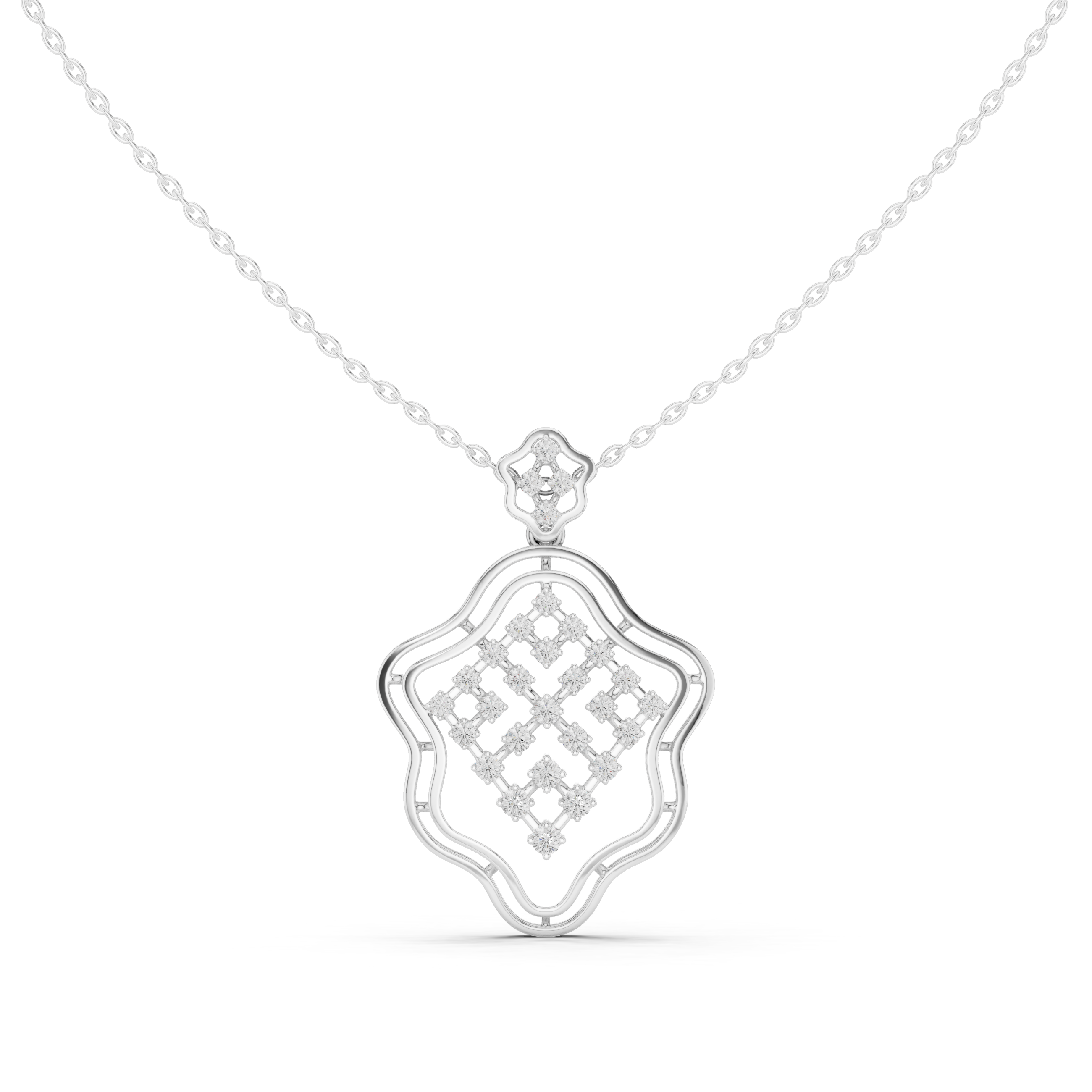 Ornate Shield Lab Grown Diamond Luxury Pendant
