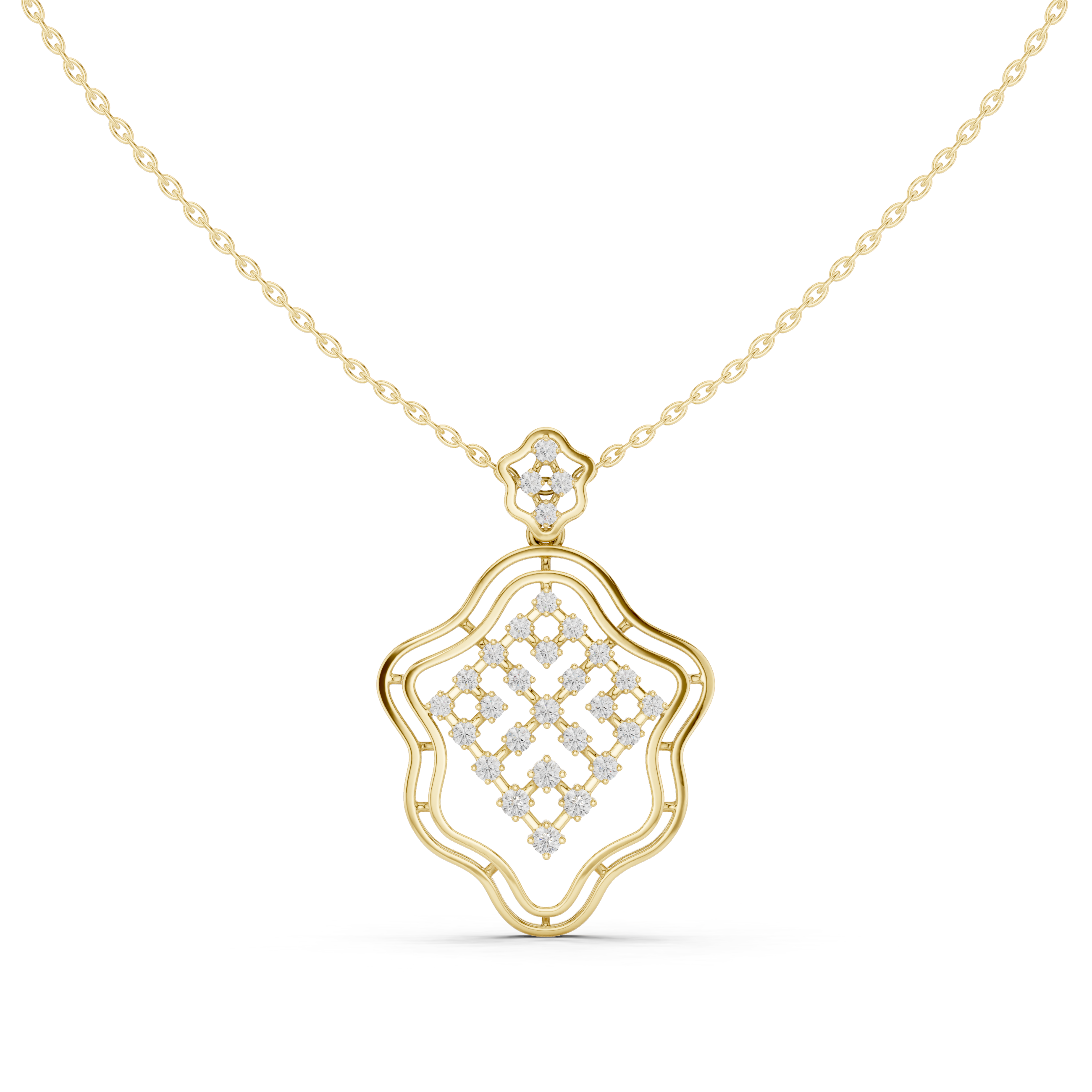 Ornate Shield Lab Grown Diamond Luxury Pendant