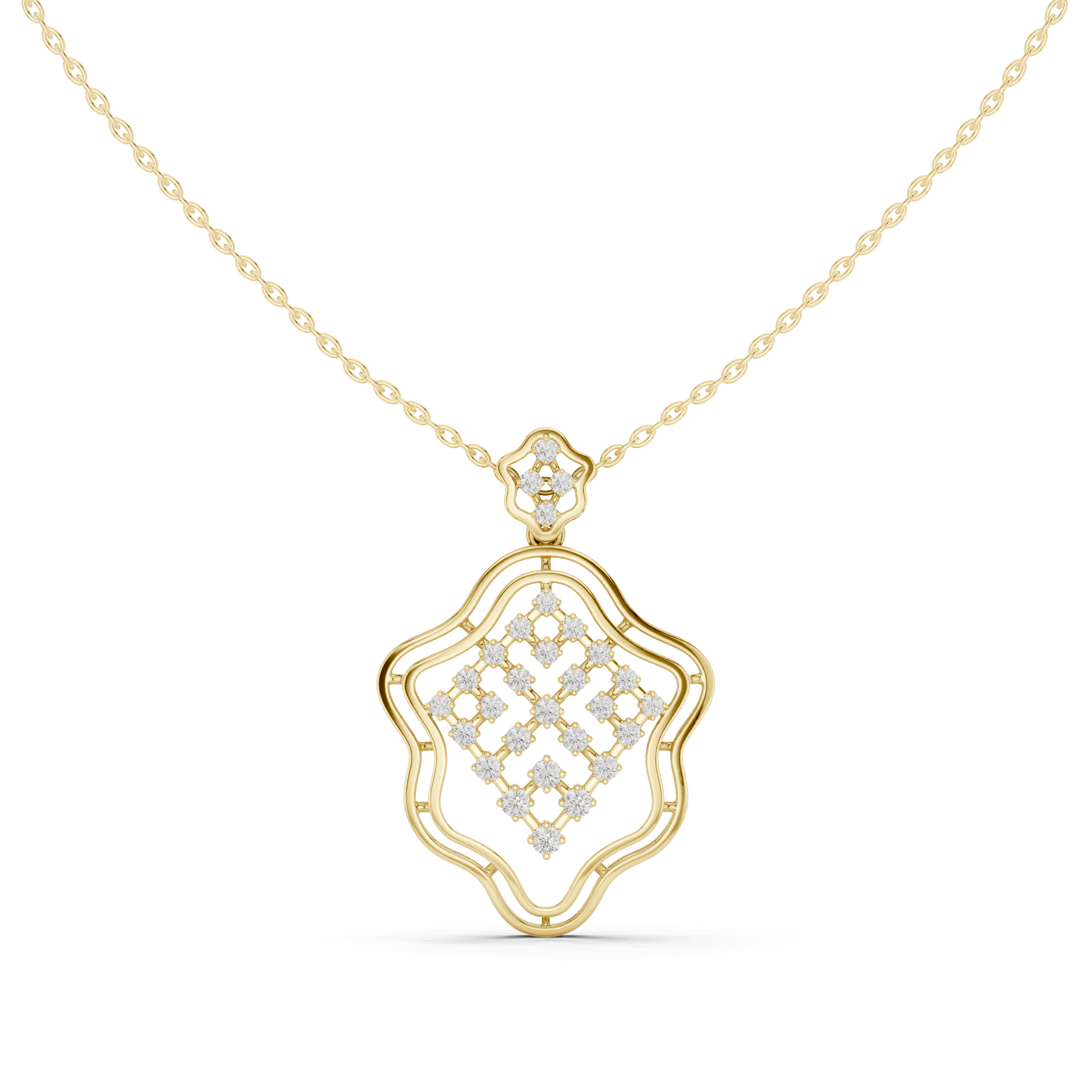 Ornate Shield Lab Grown Diamond Luxury Pendant