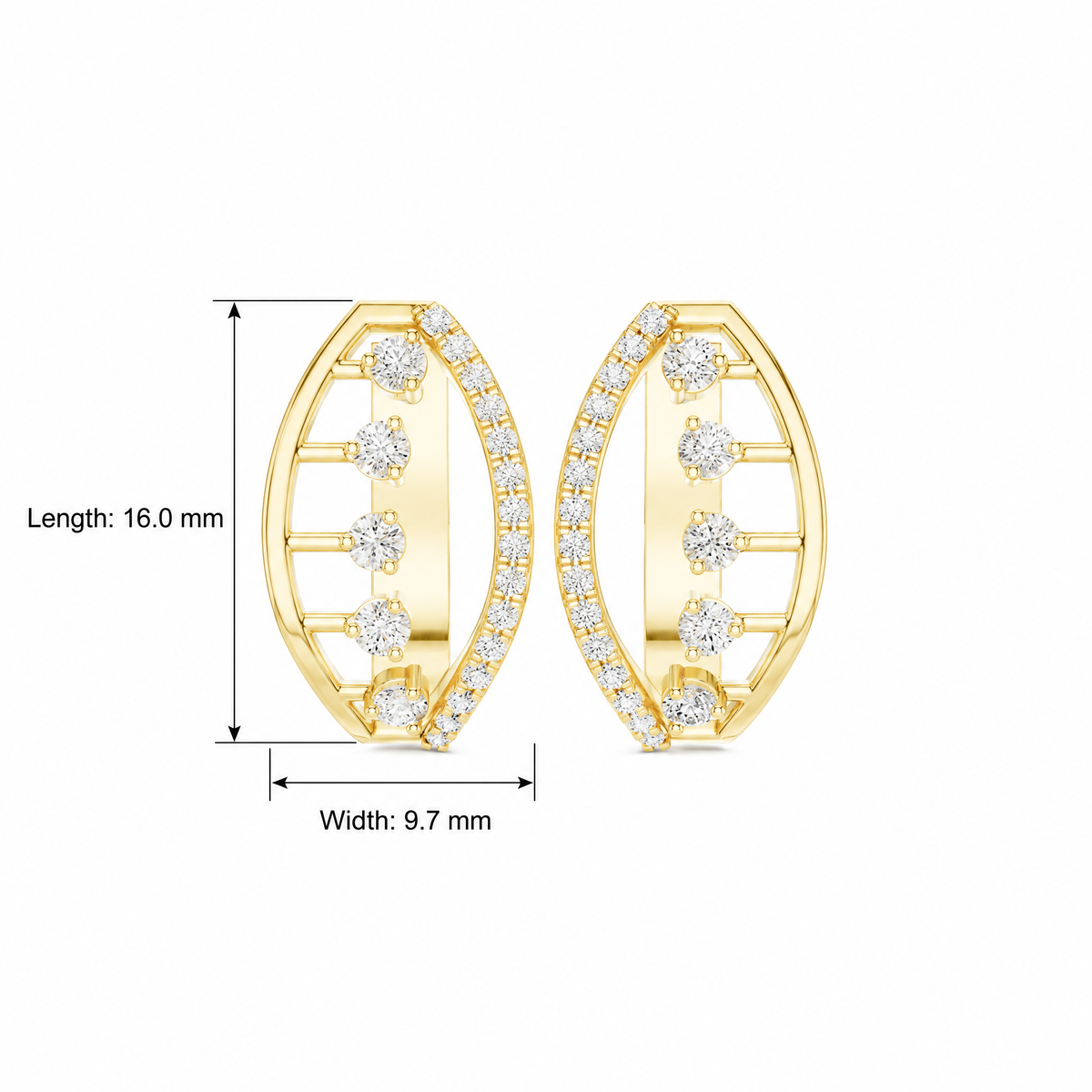 Contemporary Ladder Oval Hoop Earrings