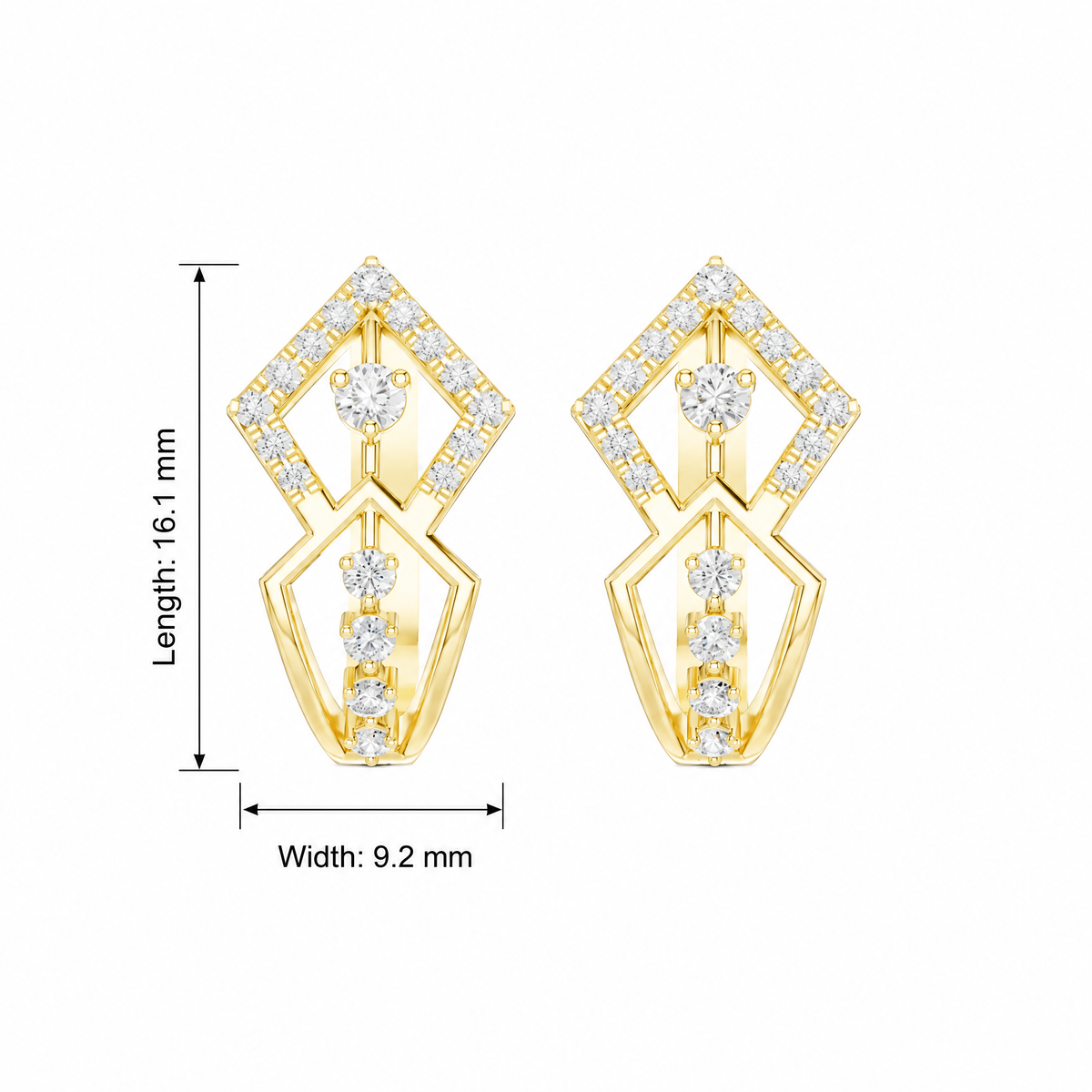 Geometric Diamond Round Hoop Earrings