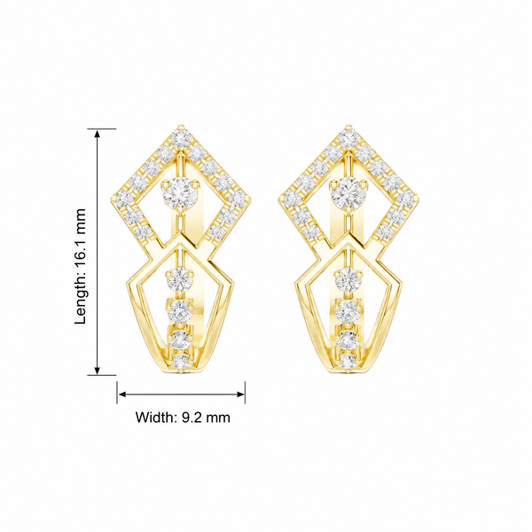 Geometric Diamond Round Hoop Earrings