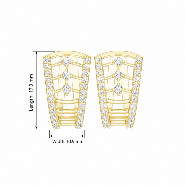 Radiant Panel Lattice Round Hoop Earrings