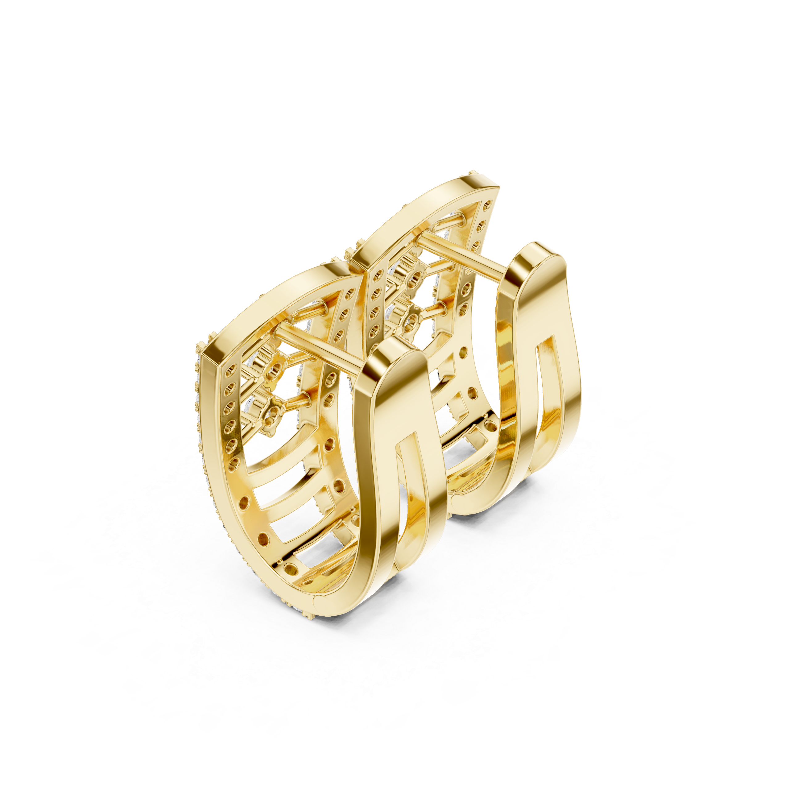 Baroque Shell Lab Grown Diamond Earrings Accents