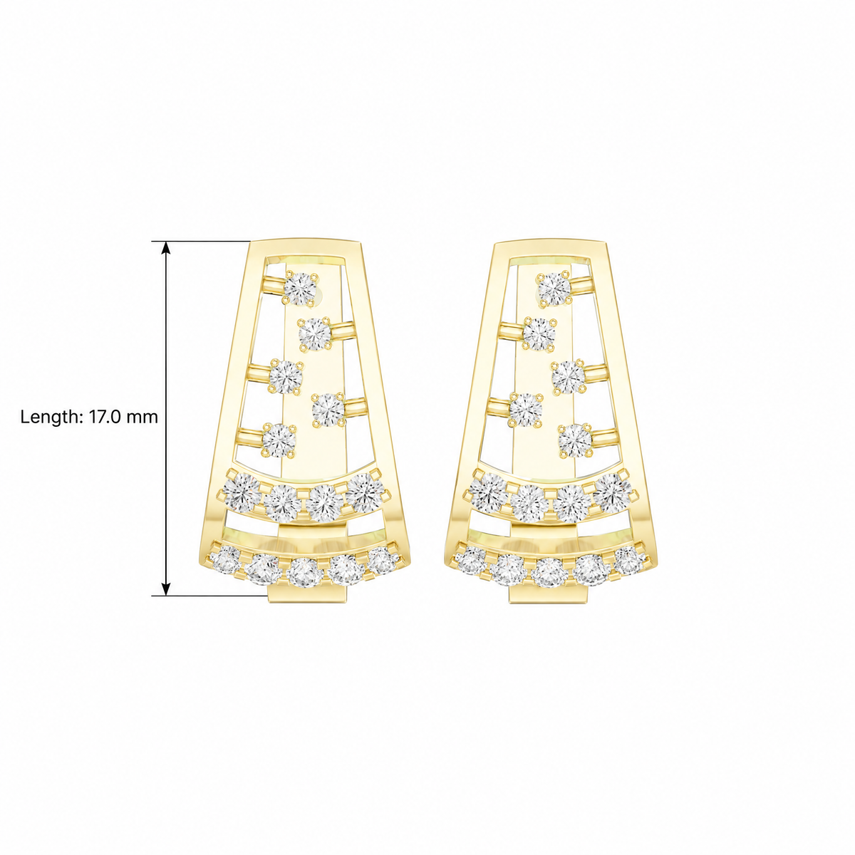 Architectural Cascade Round Diamond Hoop Earrings