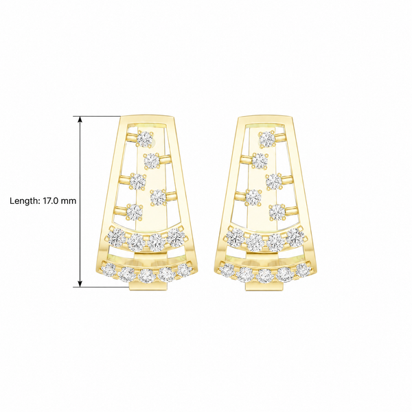 Architectural Cascade Round Diamond Hoop Earrings