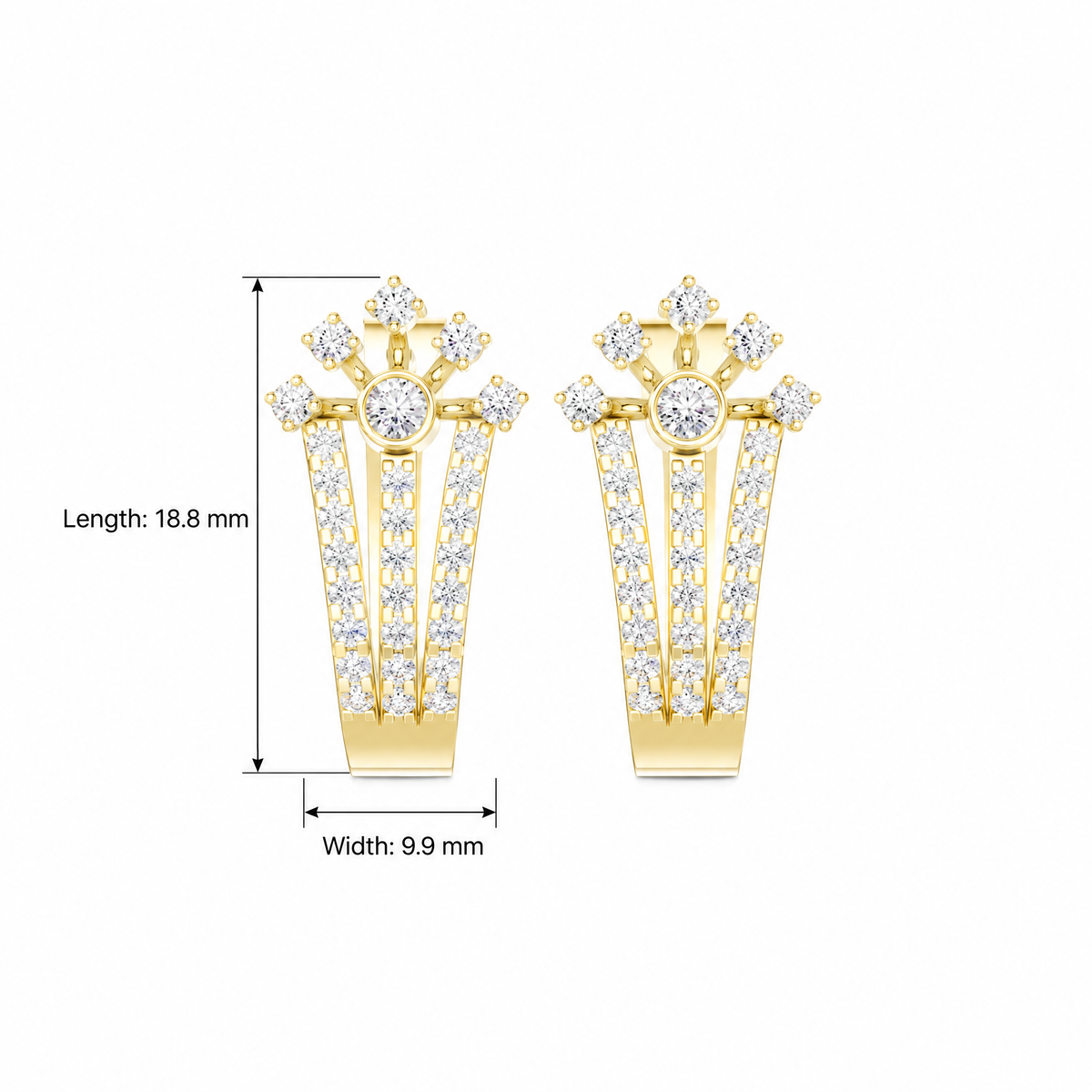 Tiara Flared Pavé Round Diamond Hoop Earrings