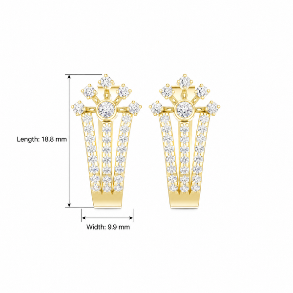 Tiara Flared Pavé Round Diamond Hoop Earrings