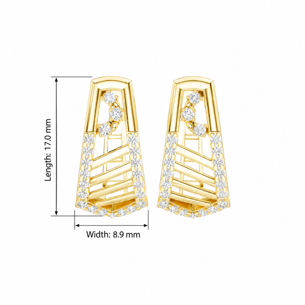 Linear Trapeze Pavé Round Diamond Hoop Earrings