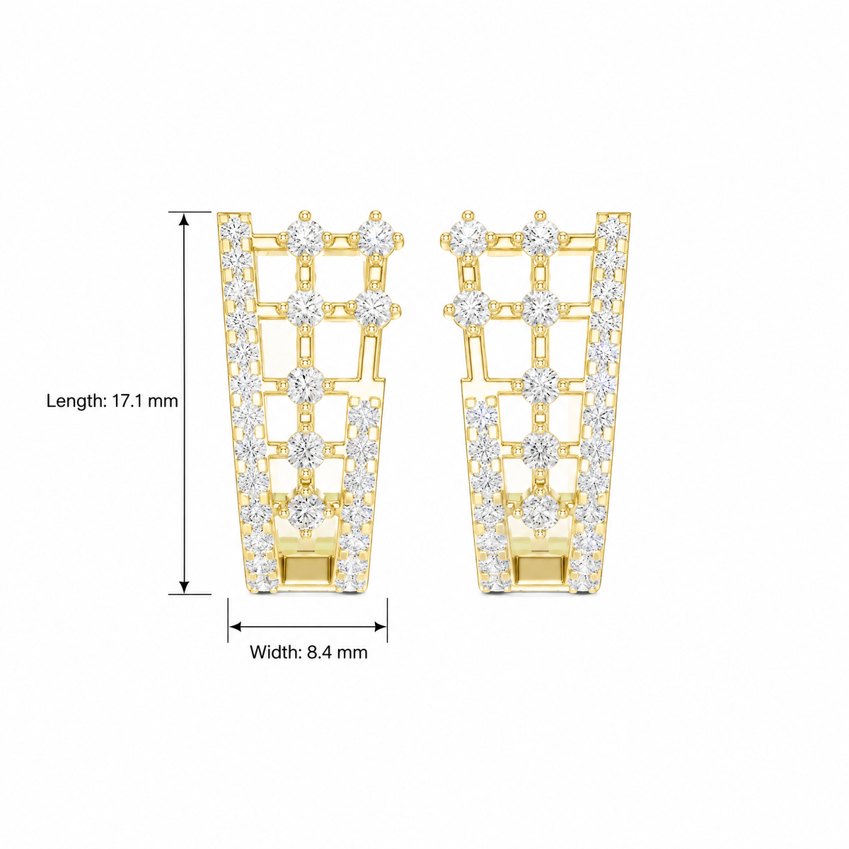 Lattice Geometric Pavé Round Diamond Hoop Earrings