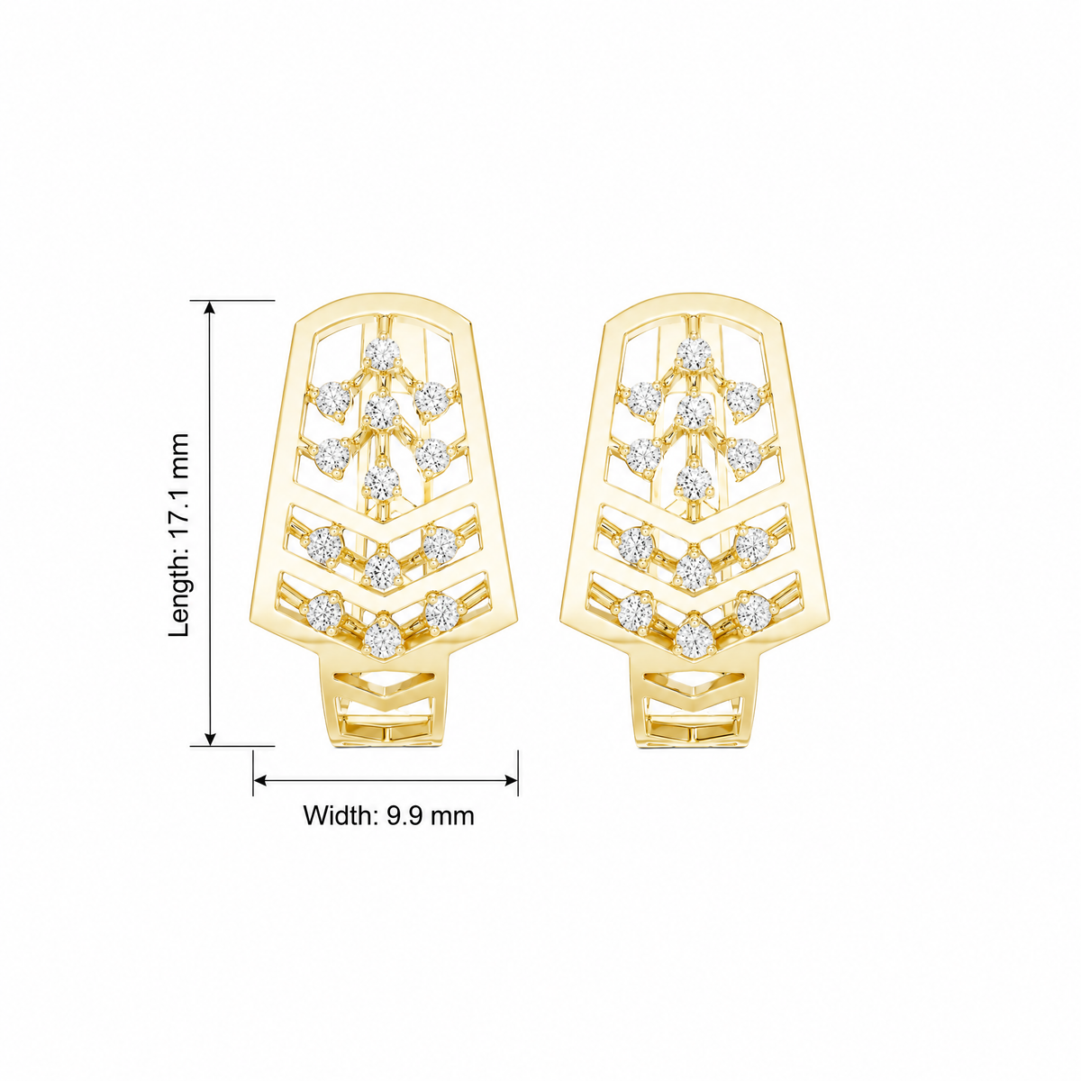 Geometric Arrowhead Chevron Round Diamond Hoop Earrings