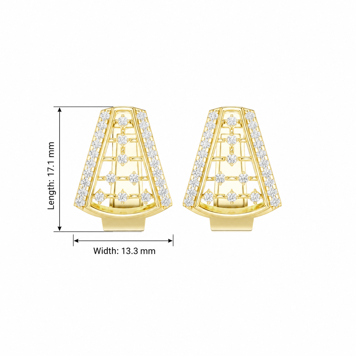 Geometric Ladder Pavé Round Diamond Hoop Earrings