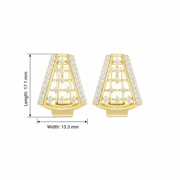 Geometric Ladder Pavé Round Diamond Hoop Earrings
