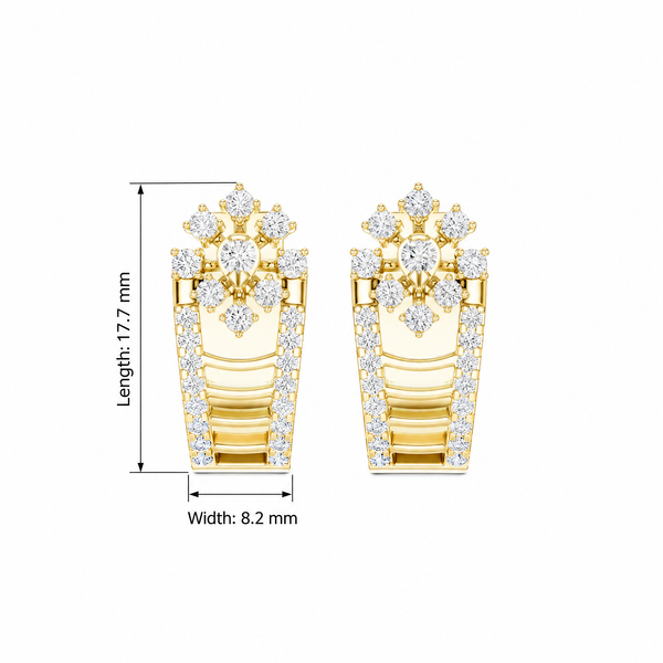 Radiating Tiara Floral Pavé Round Diamond Hoop Earrings
