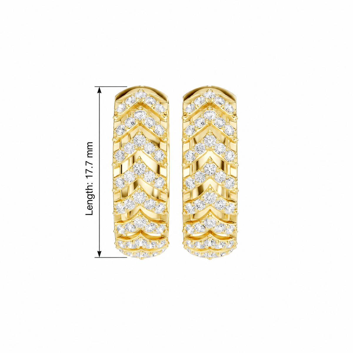 Chevron Herringbone Pavé Round Diamond Huggie Earrings