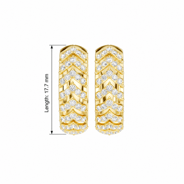 Chevron Herringbone Pavé Round Diamond Huggie Earrings