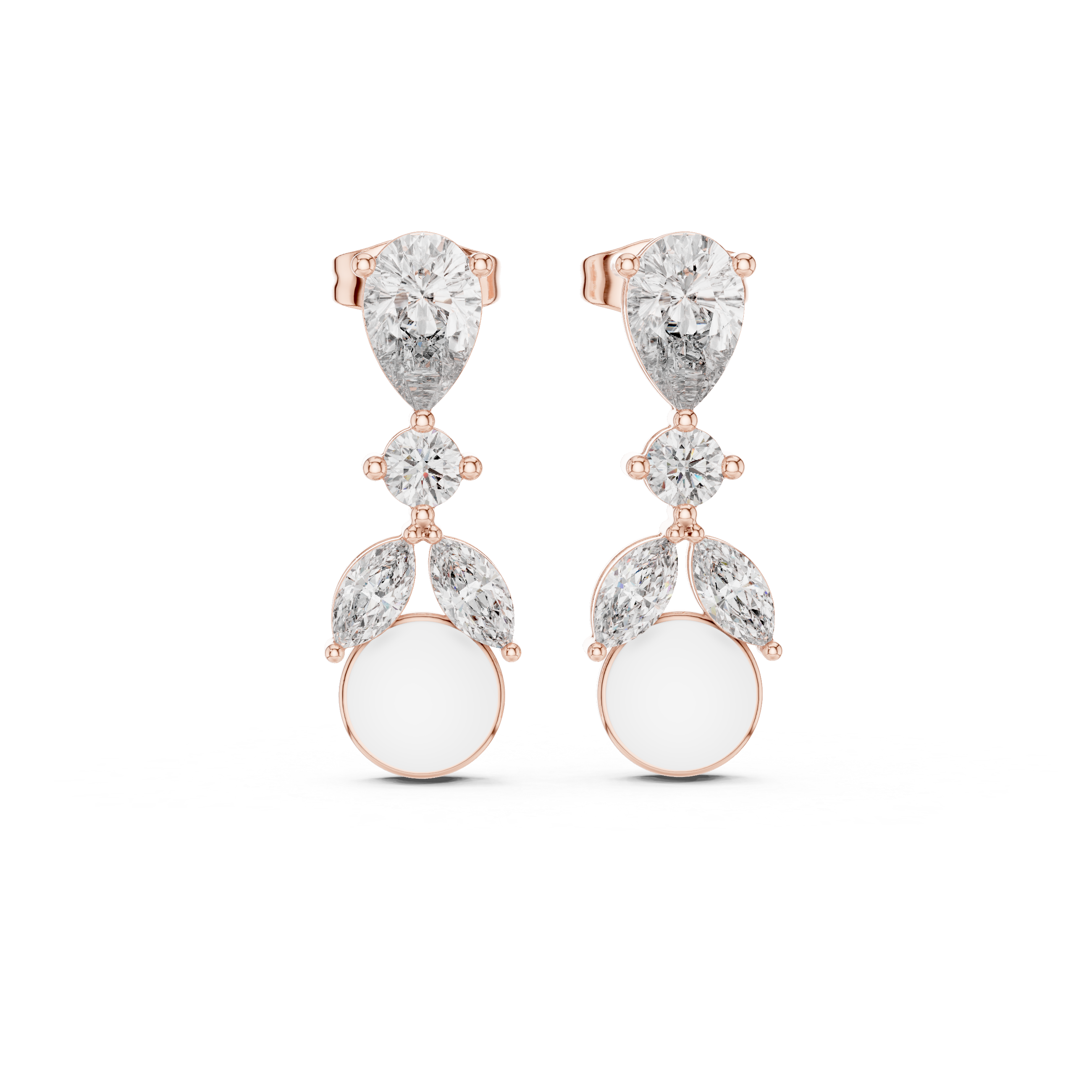 Pearl & Mixed-Cut Diamond Medley Lab Grown Diamond Earrings