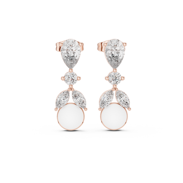 Pearl & Mixed-Cut Diamond Medley Lab Grown Diamond Earrings