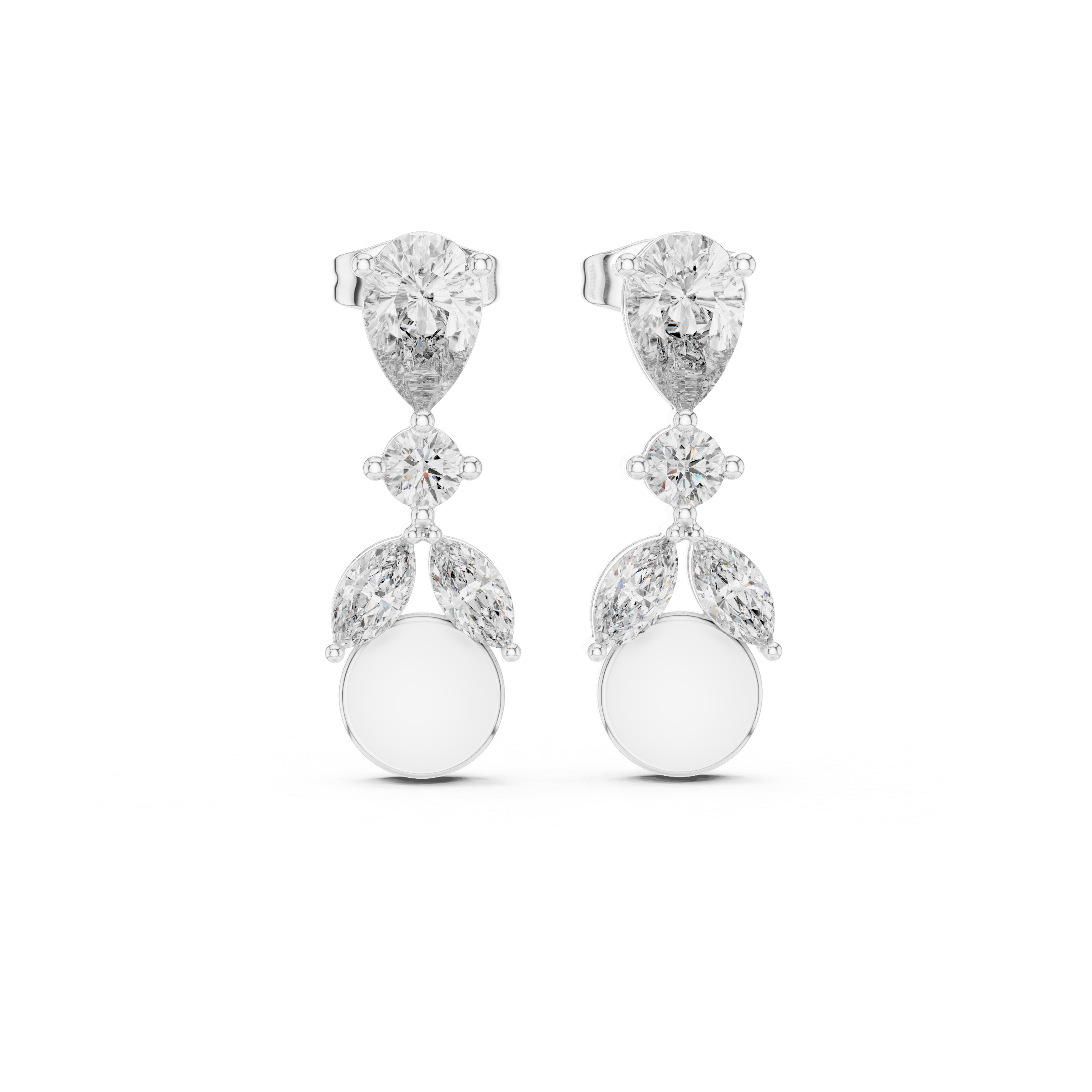Pearl & Mixed-Cut Diamond Medley Lab Grown Diamond Earrings