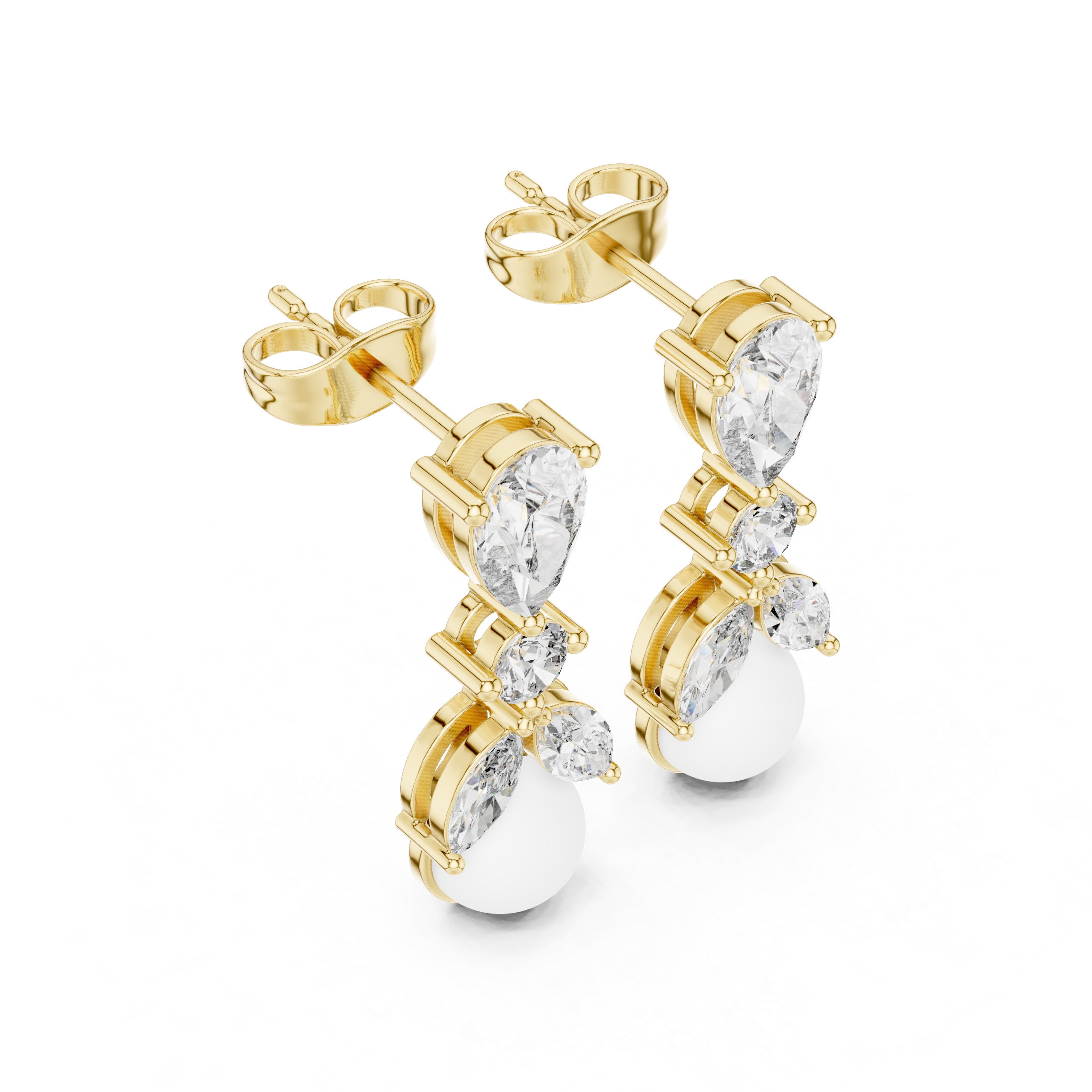 Pearl & Mixed-Cut Diamond Medley Lab Grown Diamond Earrings
