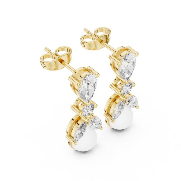 Pearl & Mixed-Cut Diamond Medley Lab Grown Diamond Earrings
