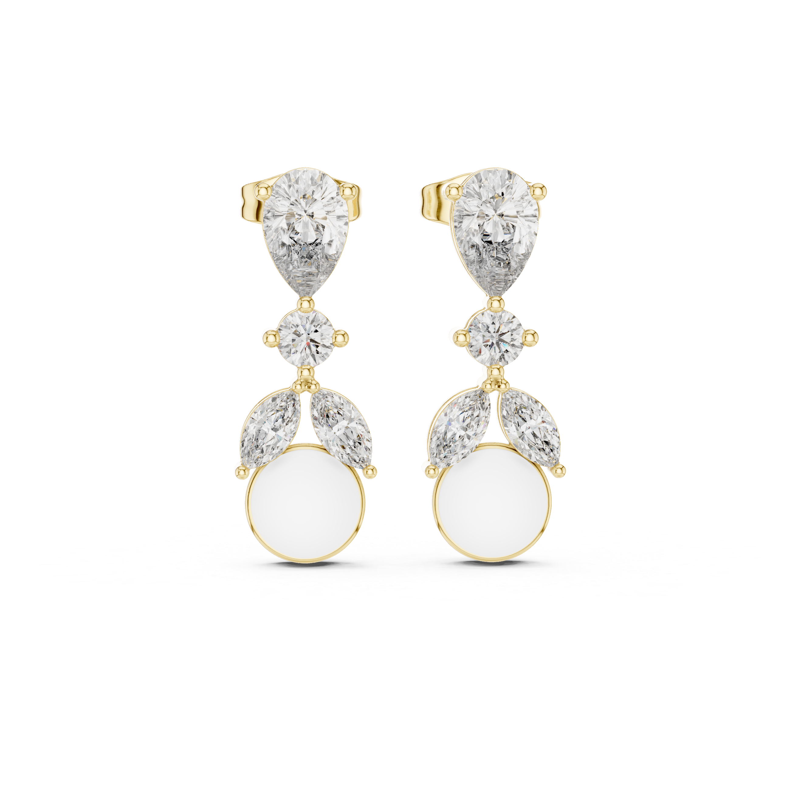 Pearl & Mixed-Cut Diamond Medley Lab Grown Diamond Earrings