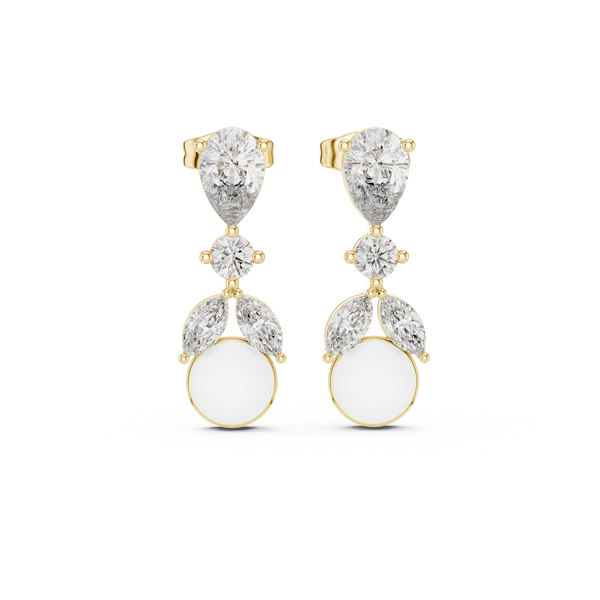 Pearl & Mixed-Cut Diamond Medley Lab Grown Diamond Earrings