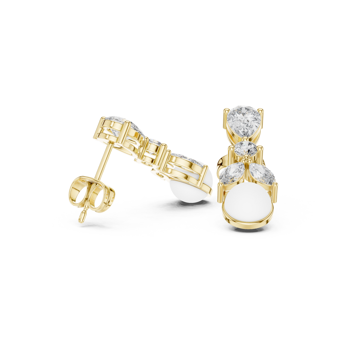 Pearl & Mixed-Cut Diamond Medley Lab Grown Diamond Earrings