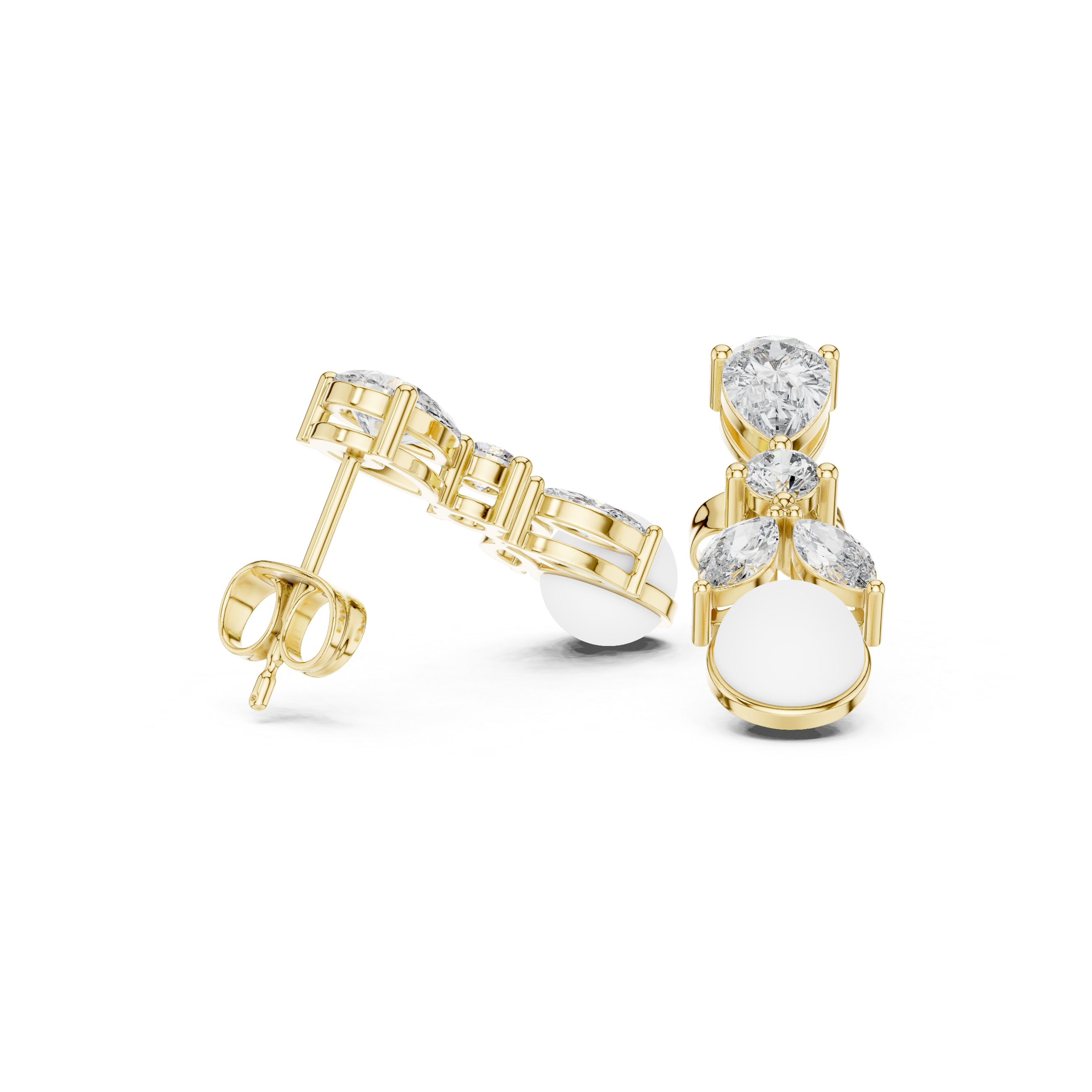 Pearl & Mixed-Cut Diamond Medley Lab Grown Diamond Earrings